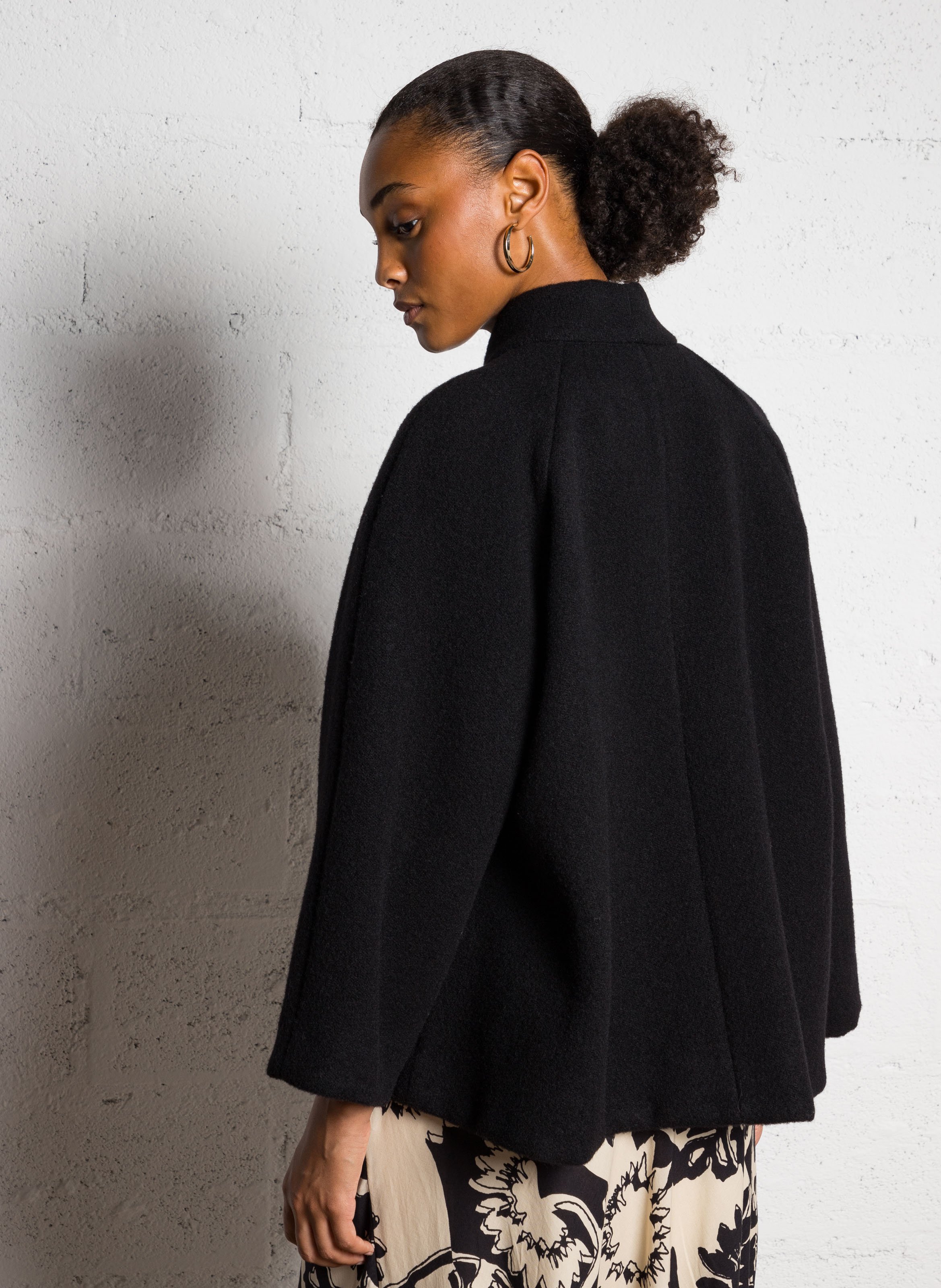 Cape droite col châle en laine hini BA&SH Noir