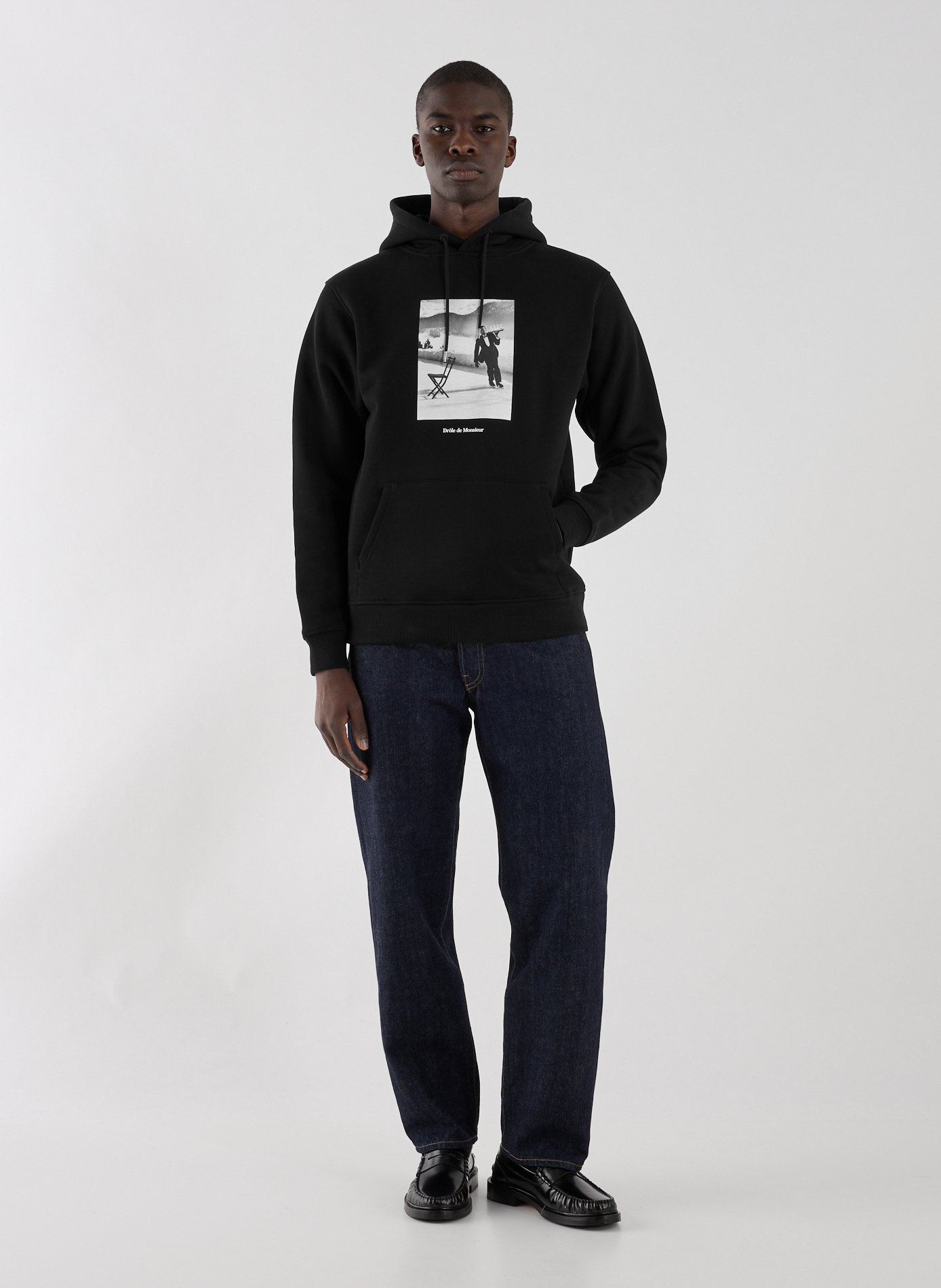 Hoodie à capuche en coton mélangé DROLE DE MONSIEUR Noir