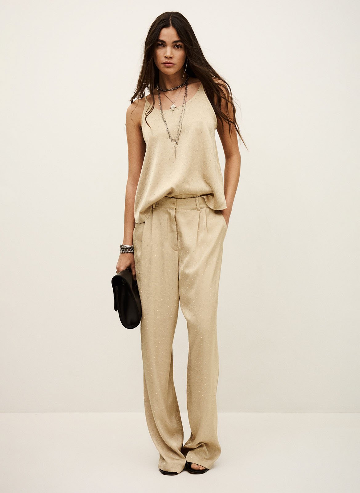 Pantalon large à studs deloy BA&SH Doré