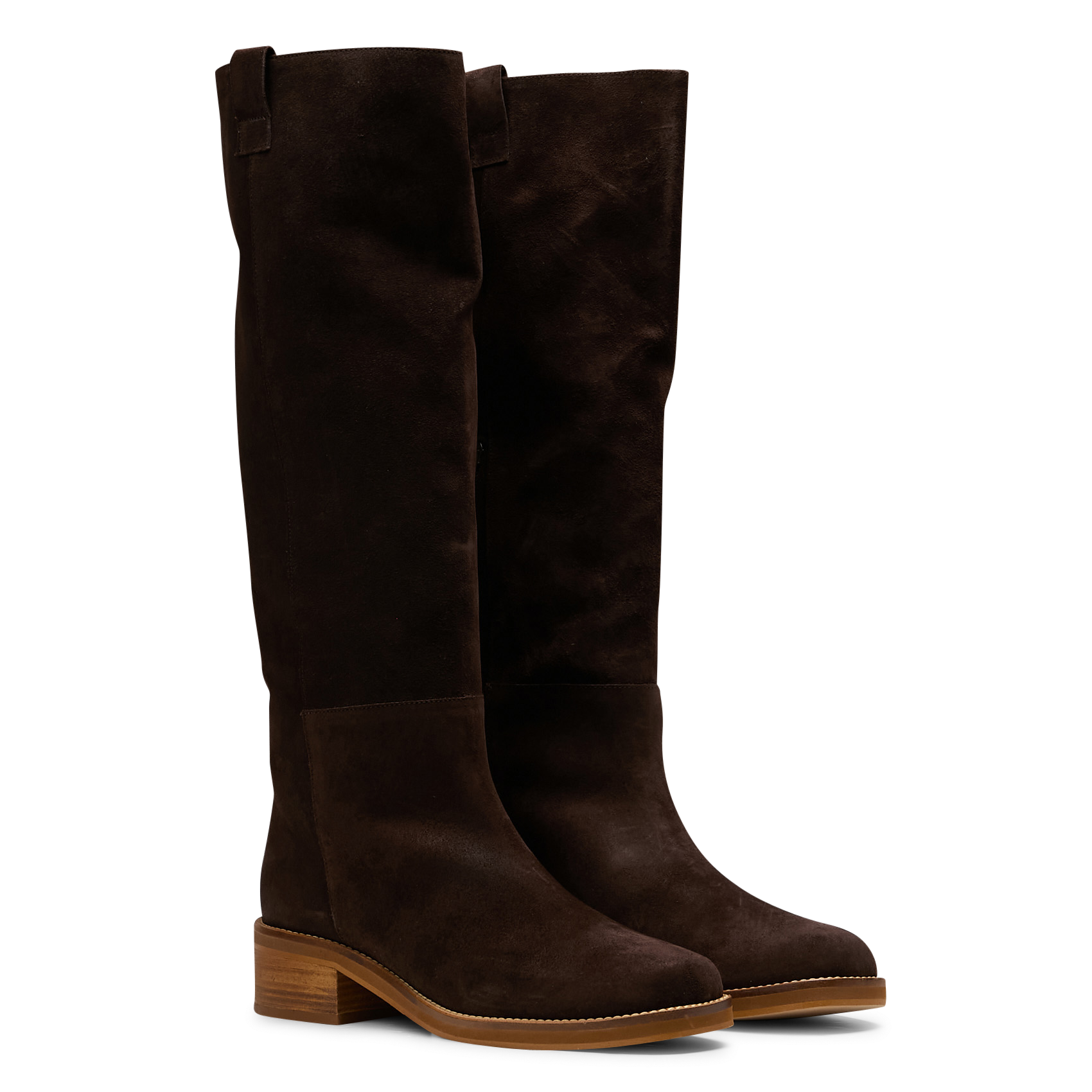 Bottes hautes en cuir velours romane MAISON 123 Marron