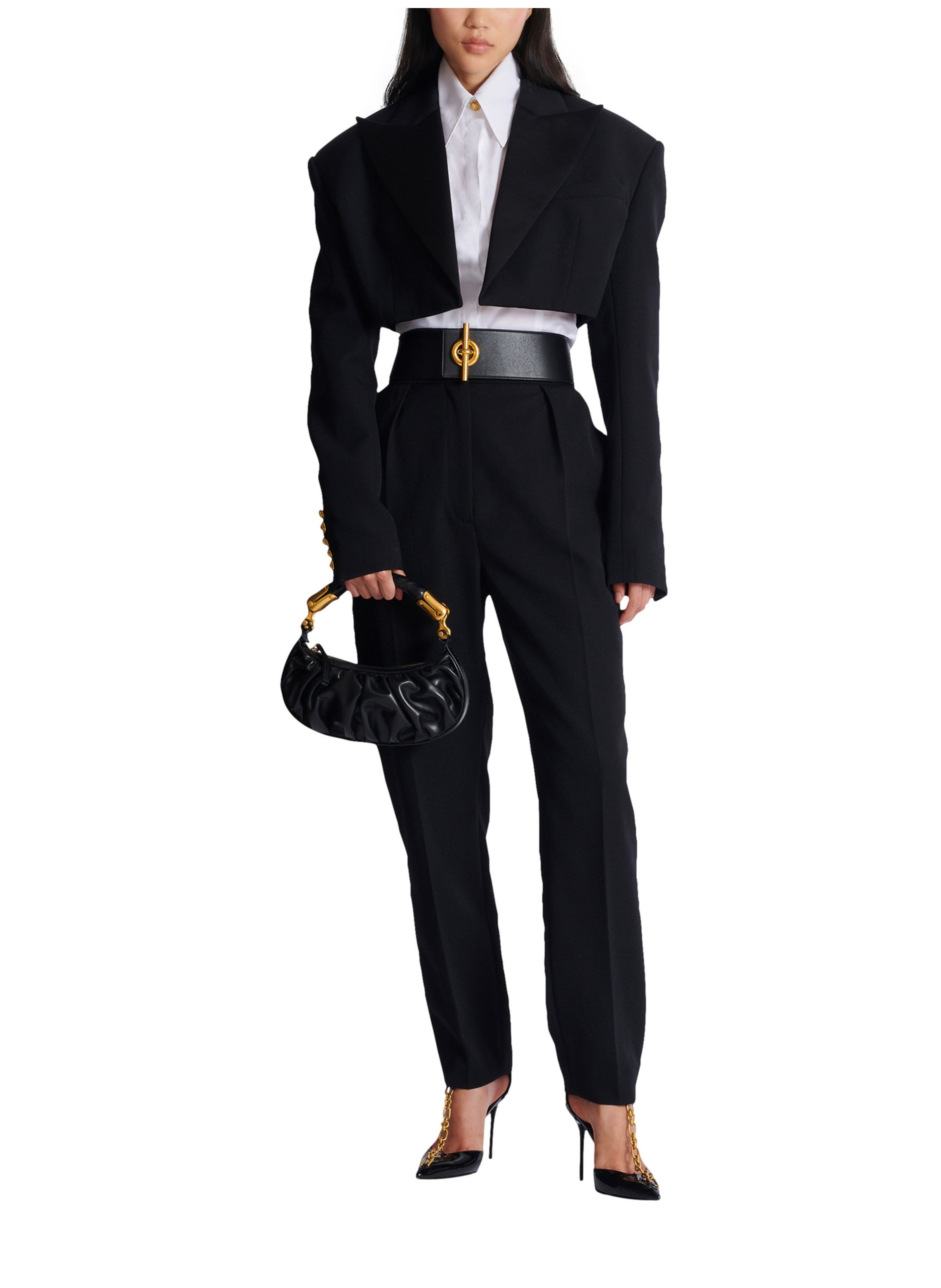 Spencer en grain de poudre BALMAIN Noir