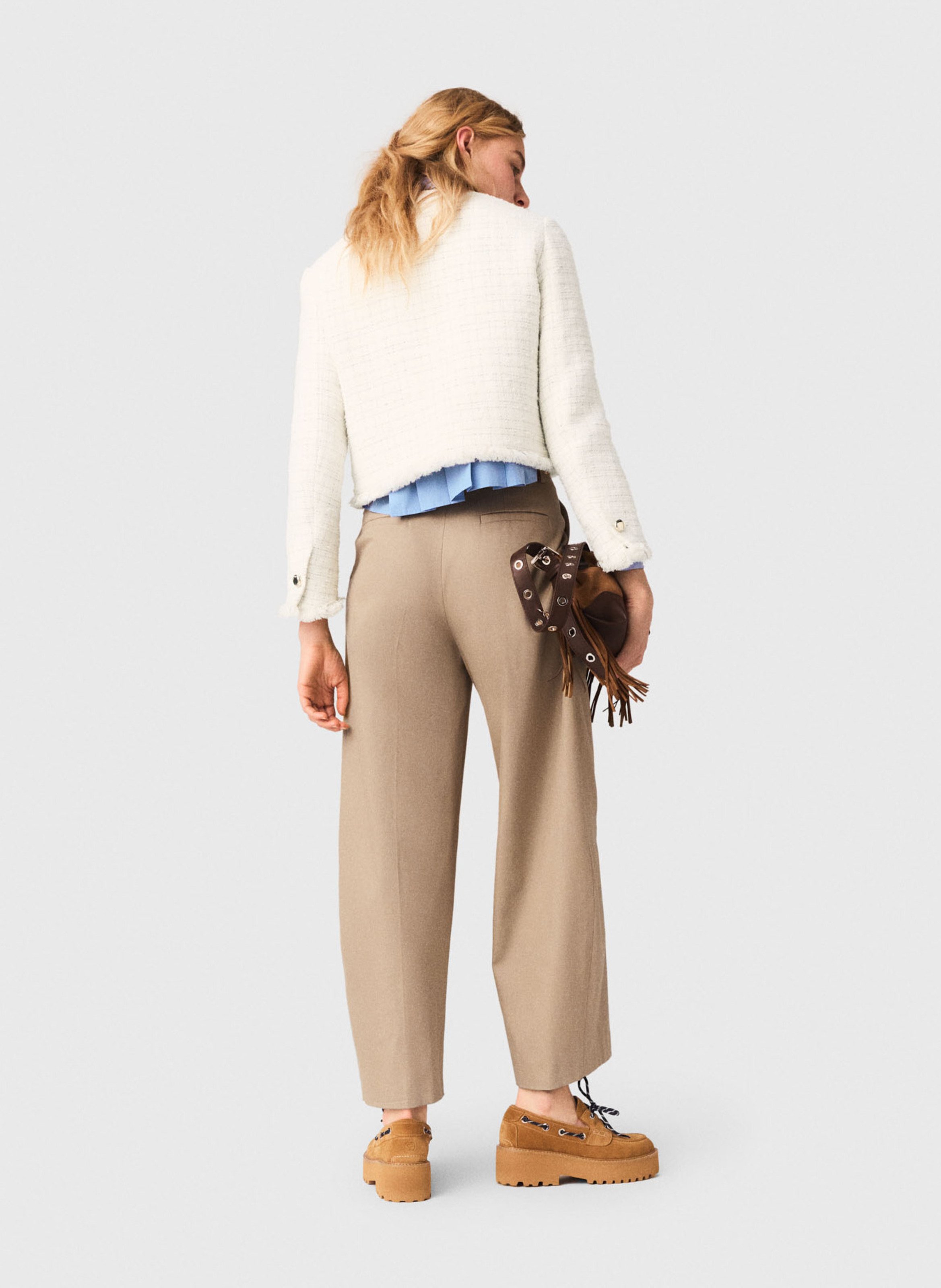 Veste col rond en coton mélangé MAJE Beige