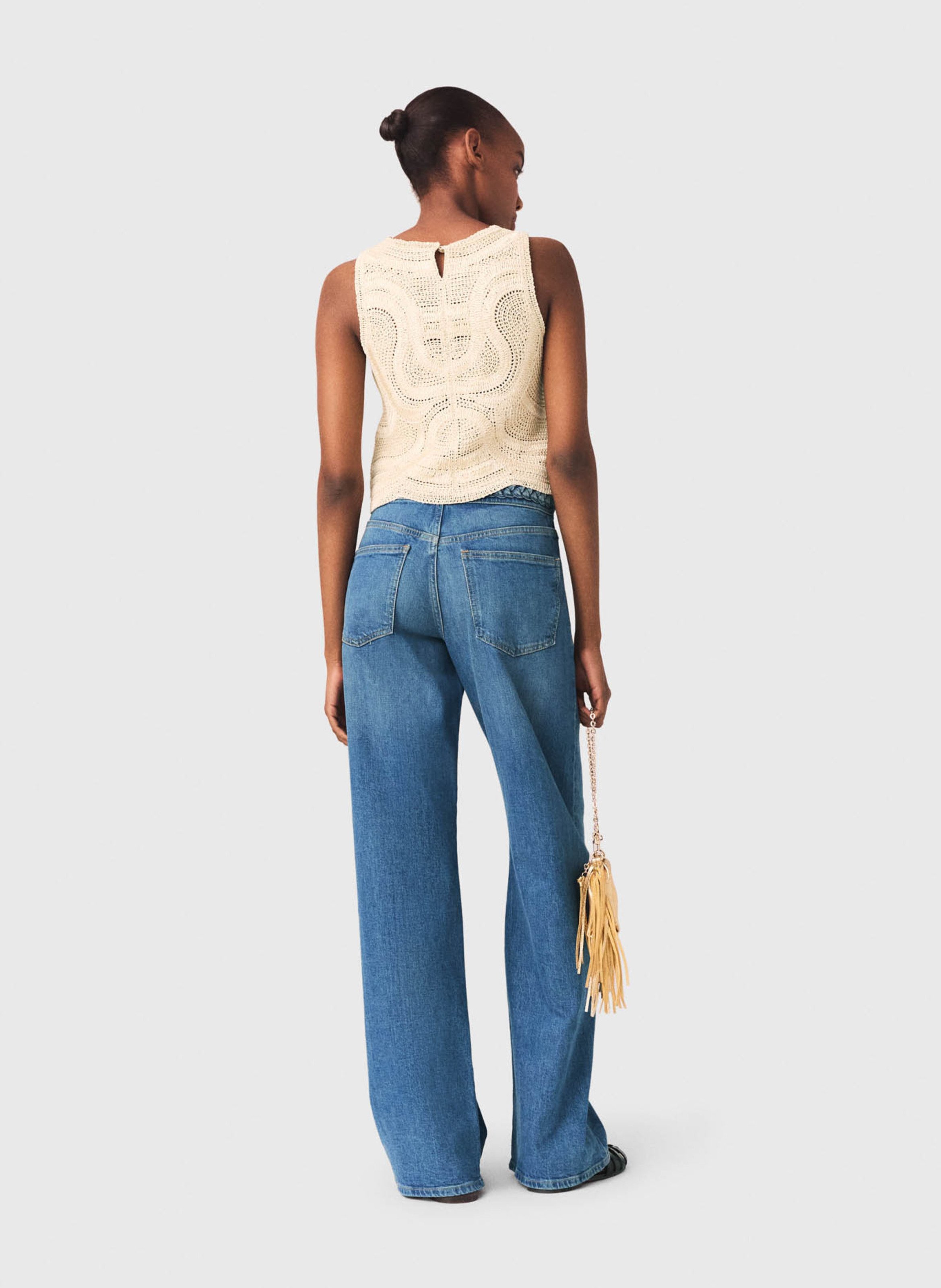 Top droit en crochet MAJE Beige