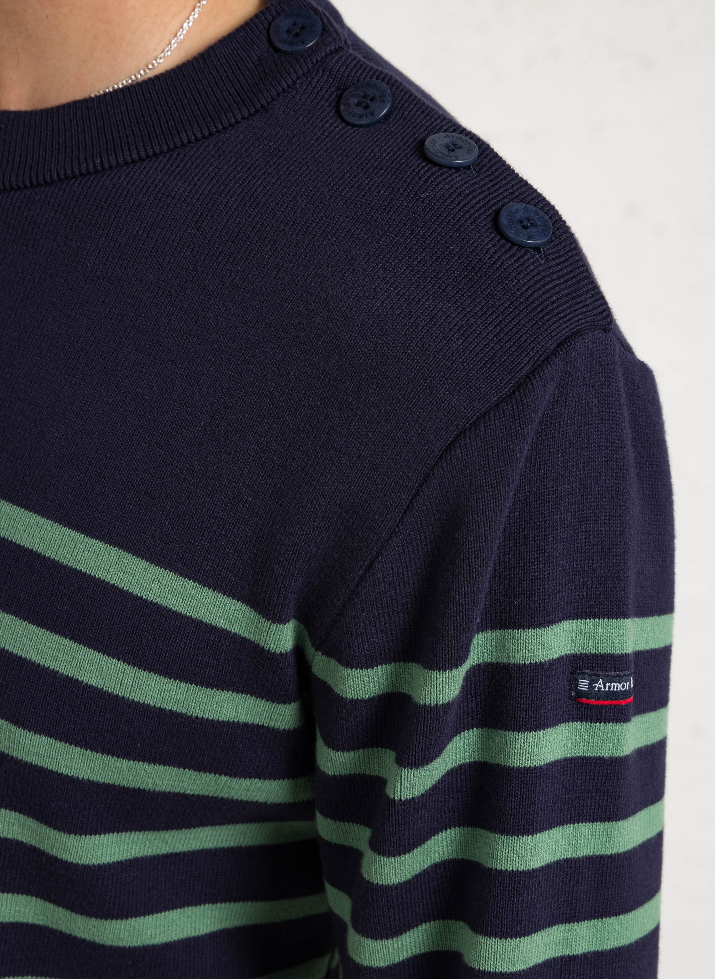 Marinière col rond slim-fit en maille de coton ARMOR-LUX Bleu