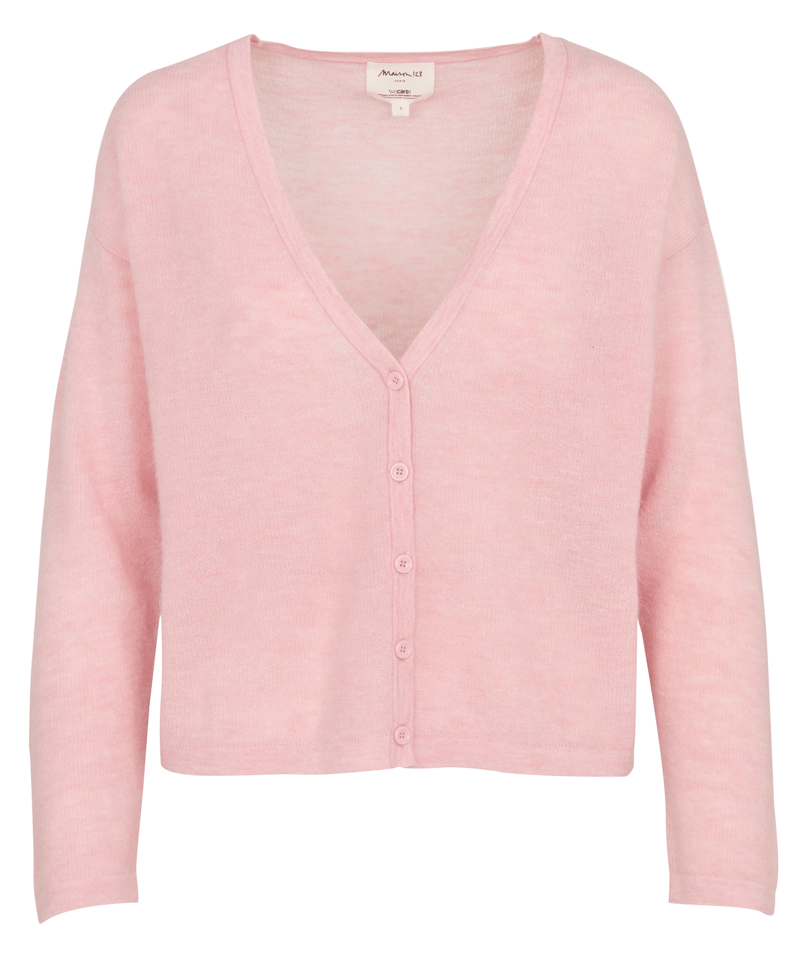 Gilet droit col v en maille paolo MAISON 123 Rose