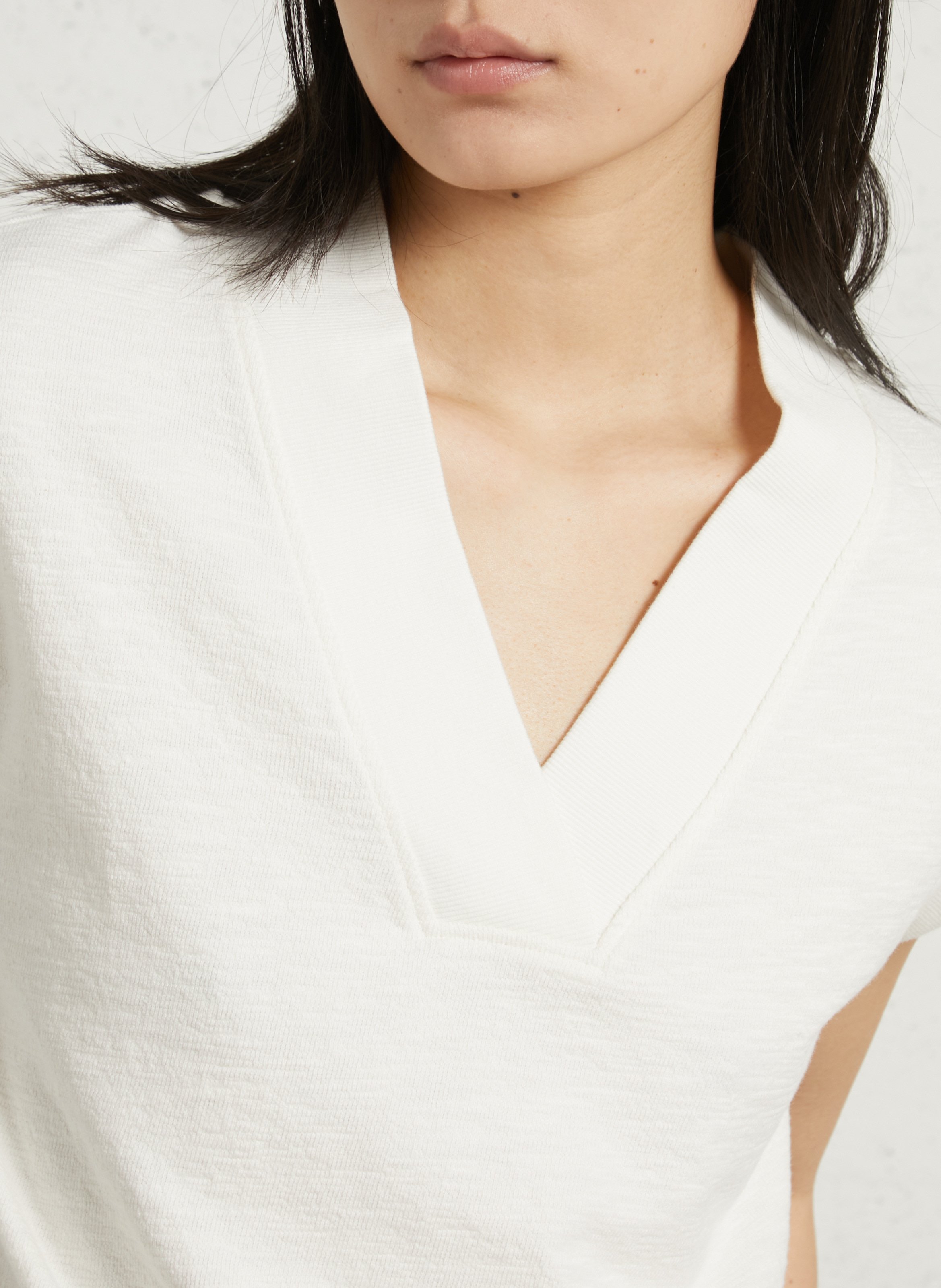 Sweat droit col v en coton lys MAISON 123 Blanc