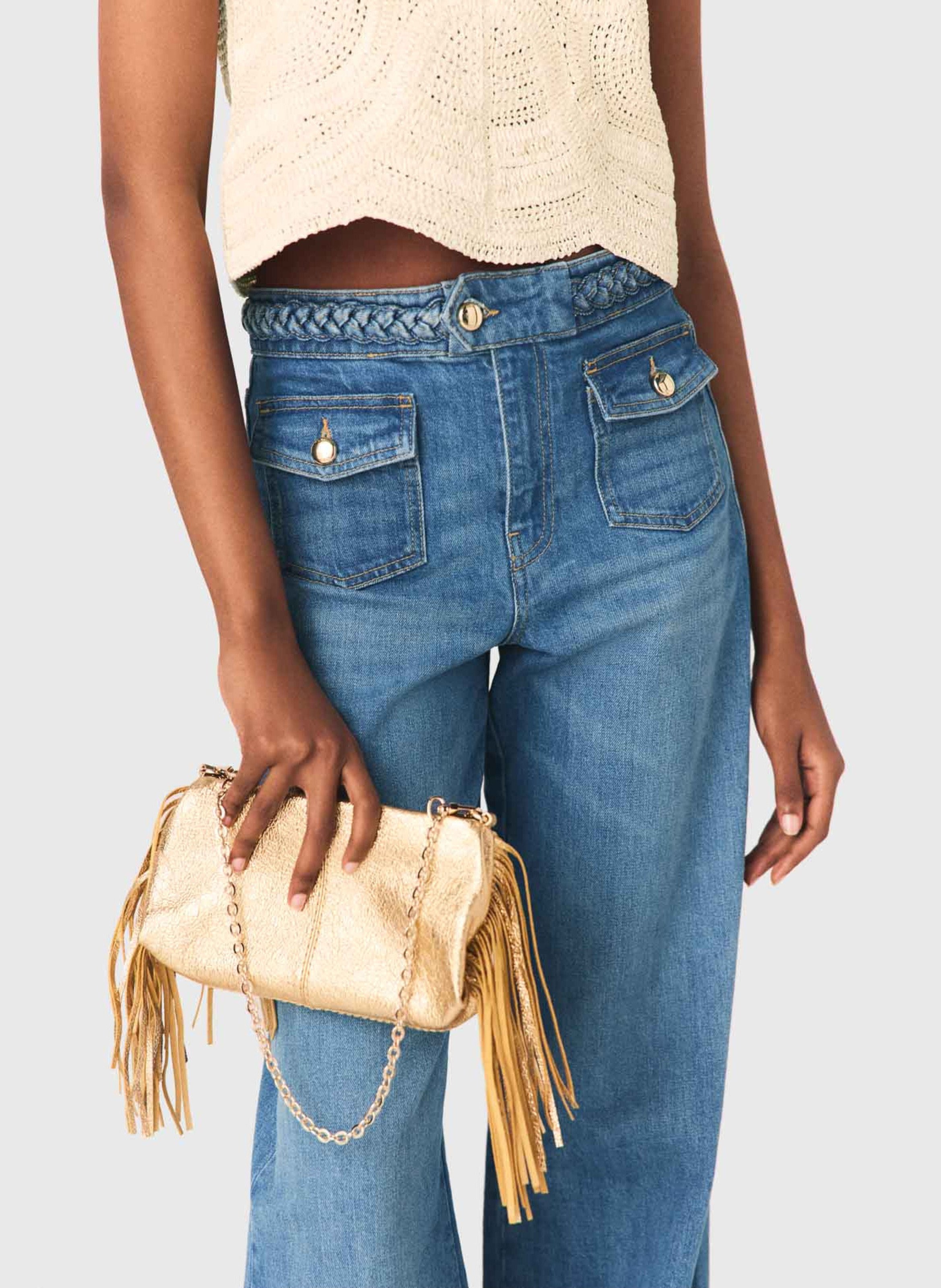 Pochette en cuir métallisé miss m pouch MAJE Doré