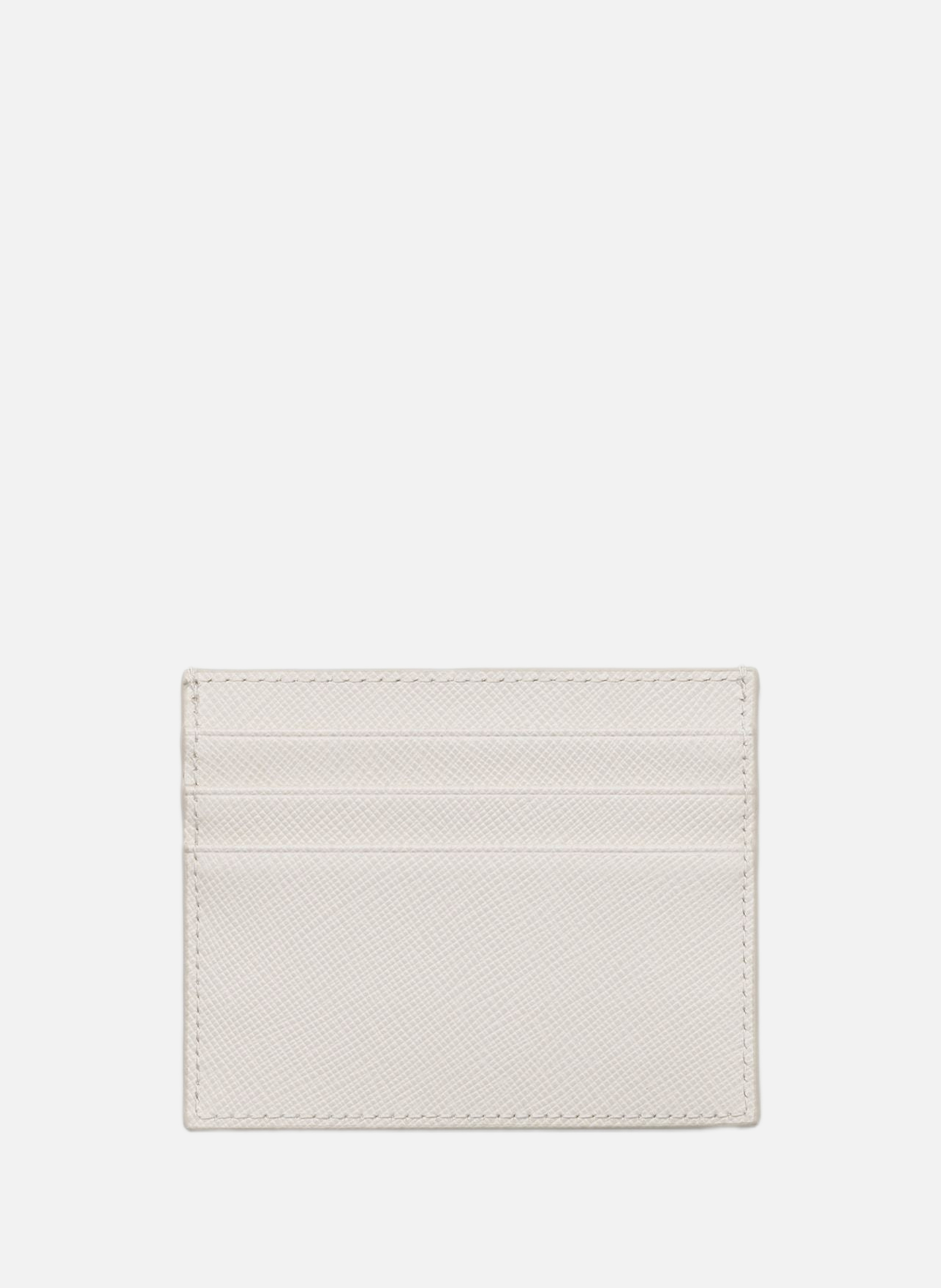 Porte-cartes en cuir saffiano PRADA Beige