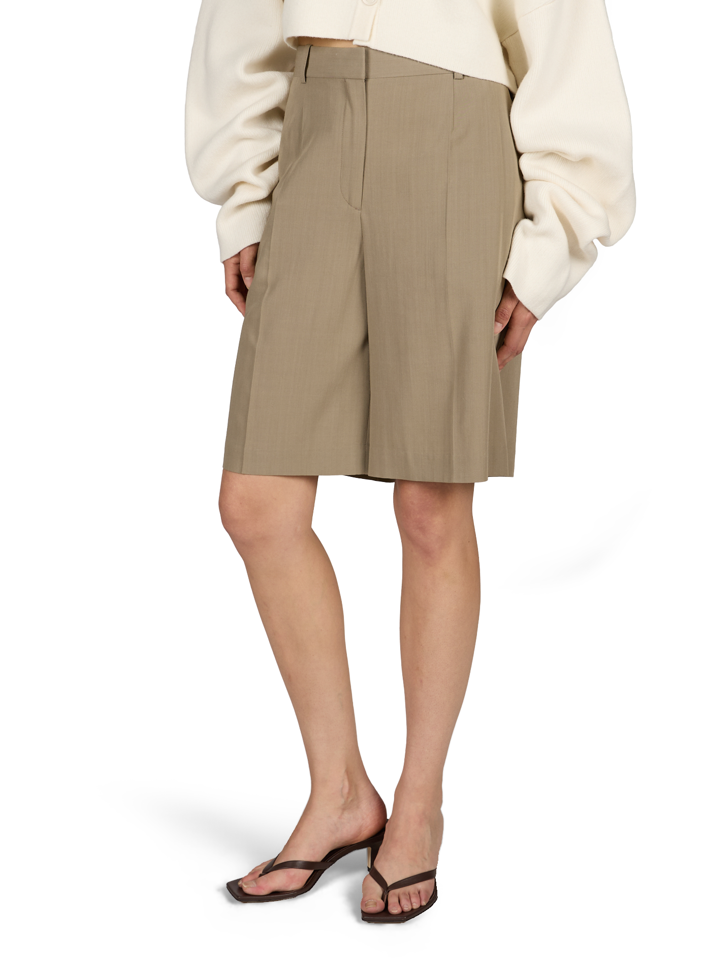Short wide pleated cut TOTEME Brown