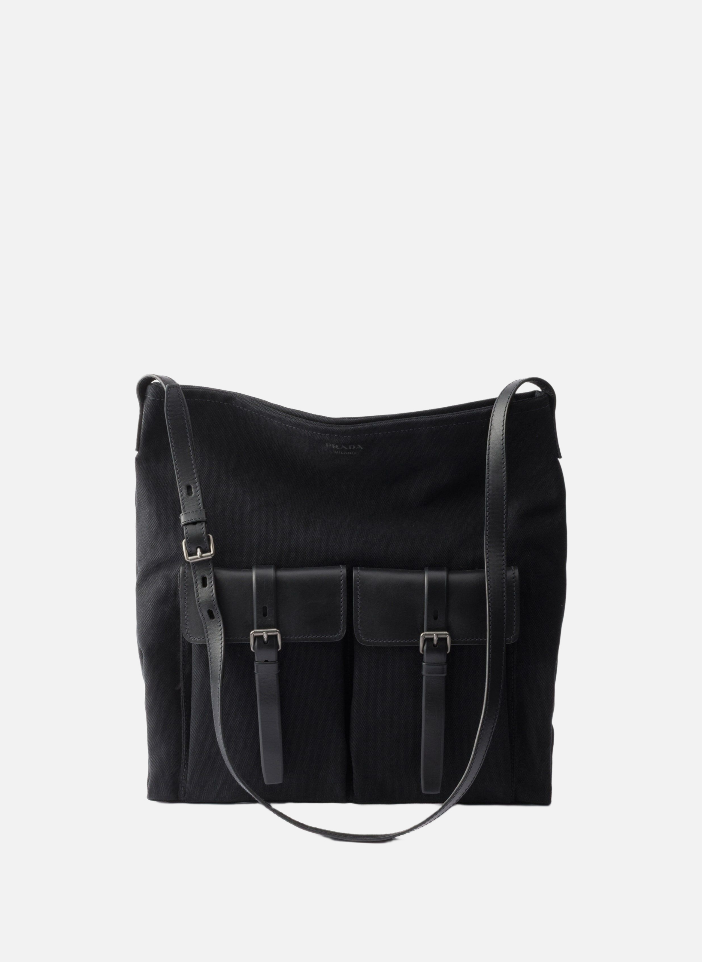 Sac porté épaule prada route en toile et cuir PRADA Noir