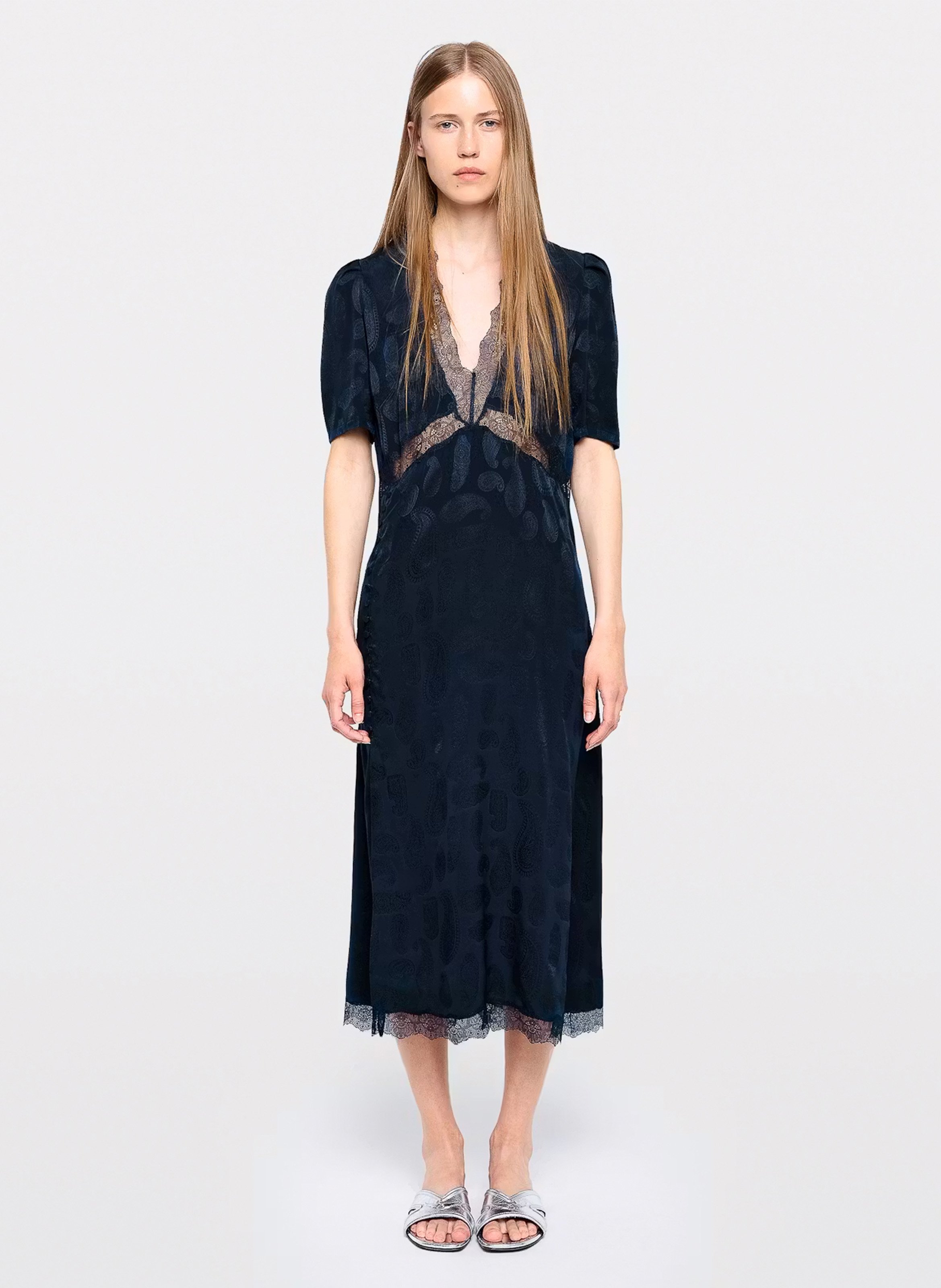 Robe midi en soie redox ZADIG&VOLTAIRE Bleu