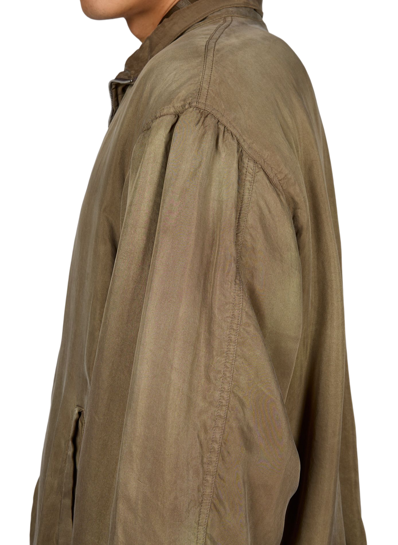 Chaqueta con cuello alto y dobladillo elástico SSSTEIN Caqui