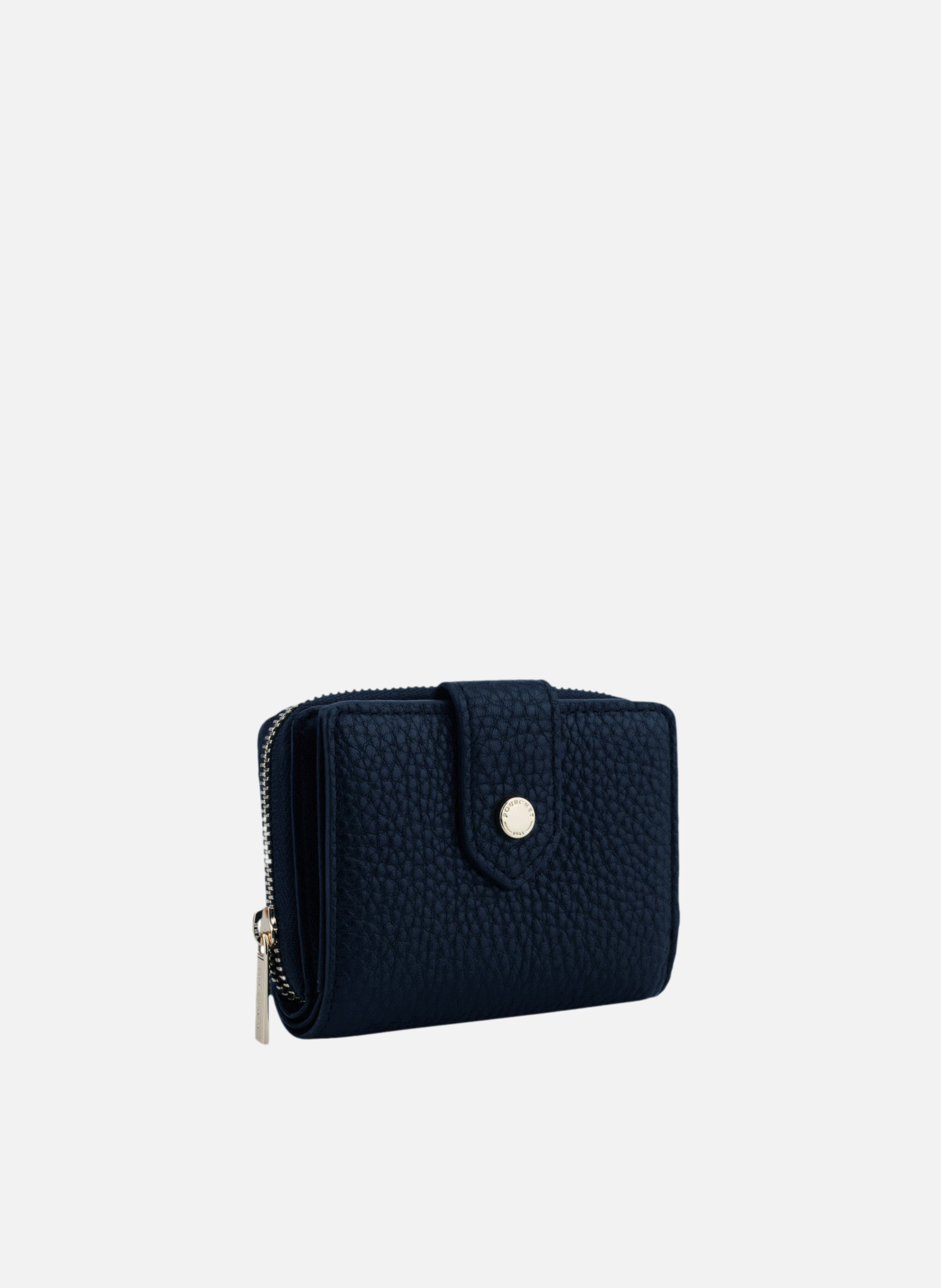 Club | porte monnaie à rabat en cuir de veau | Bleu POURCHET Femme