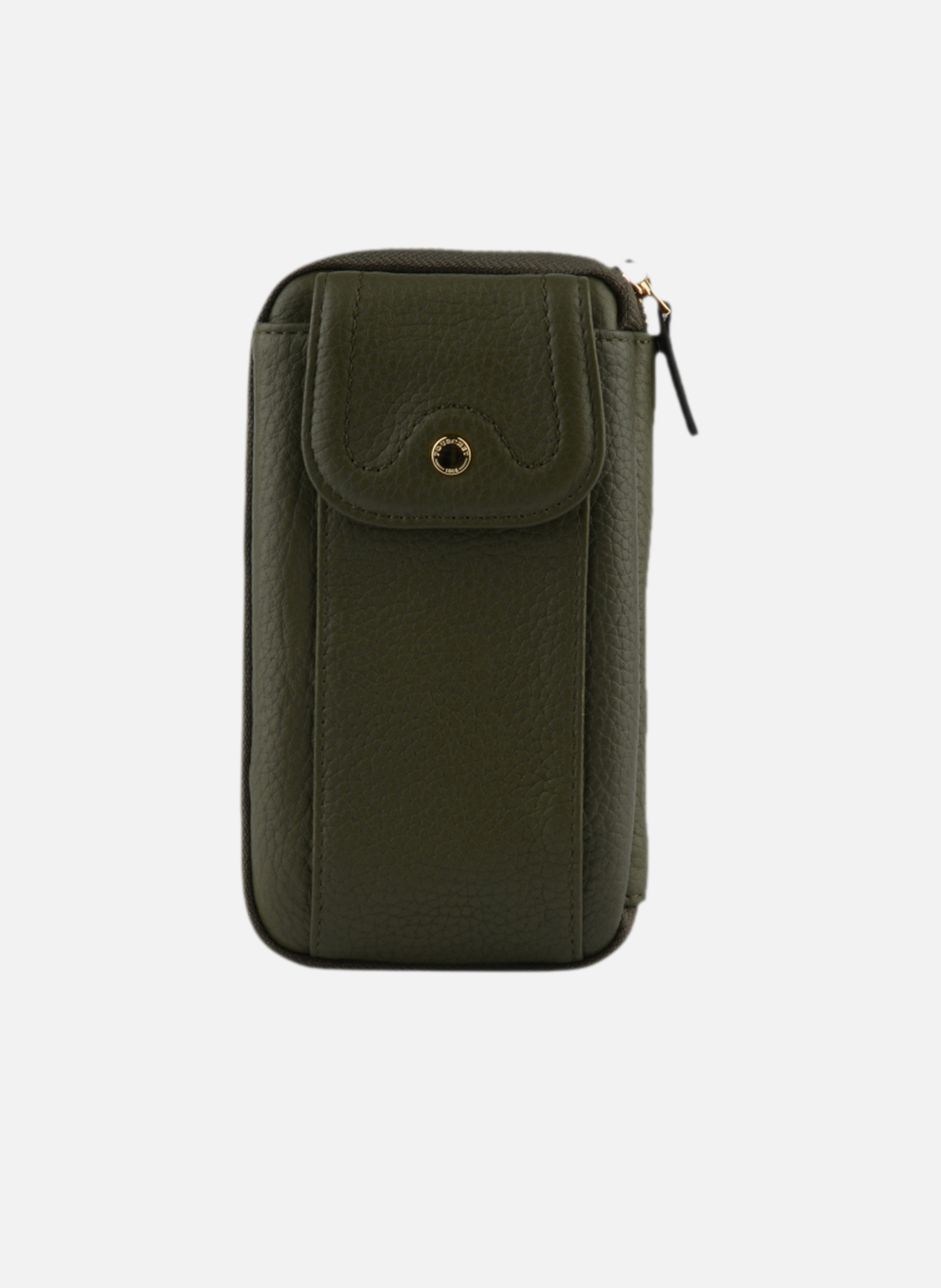 Club | etui téléphone portable en cuir de veau grainé POURCHET Kaki