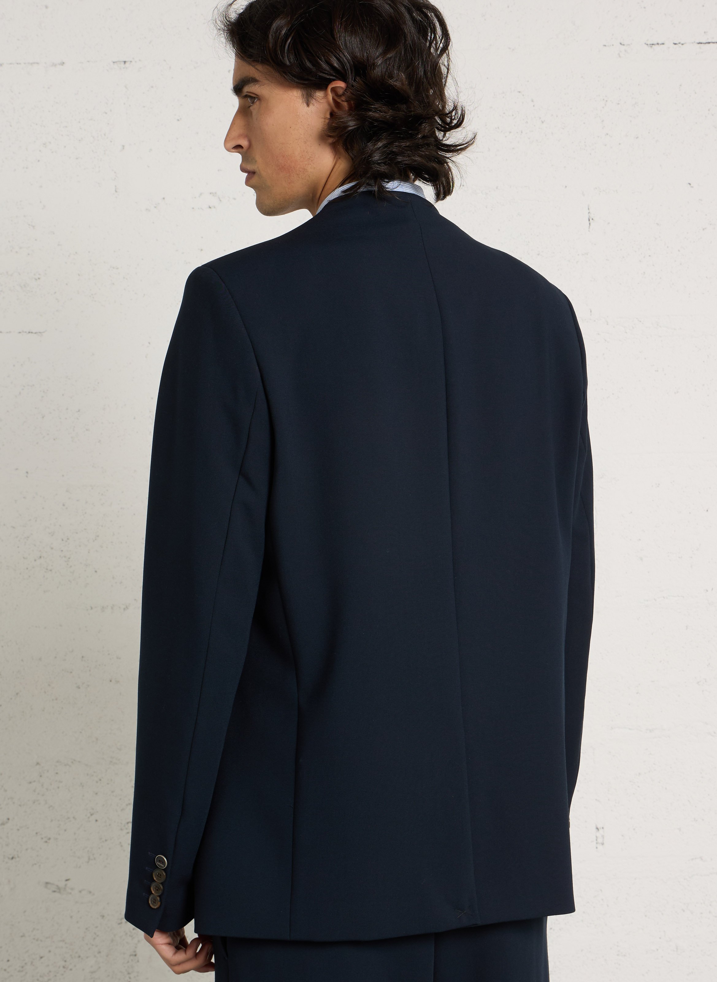 Veste droite col v IKKS Bleu