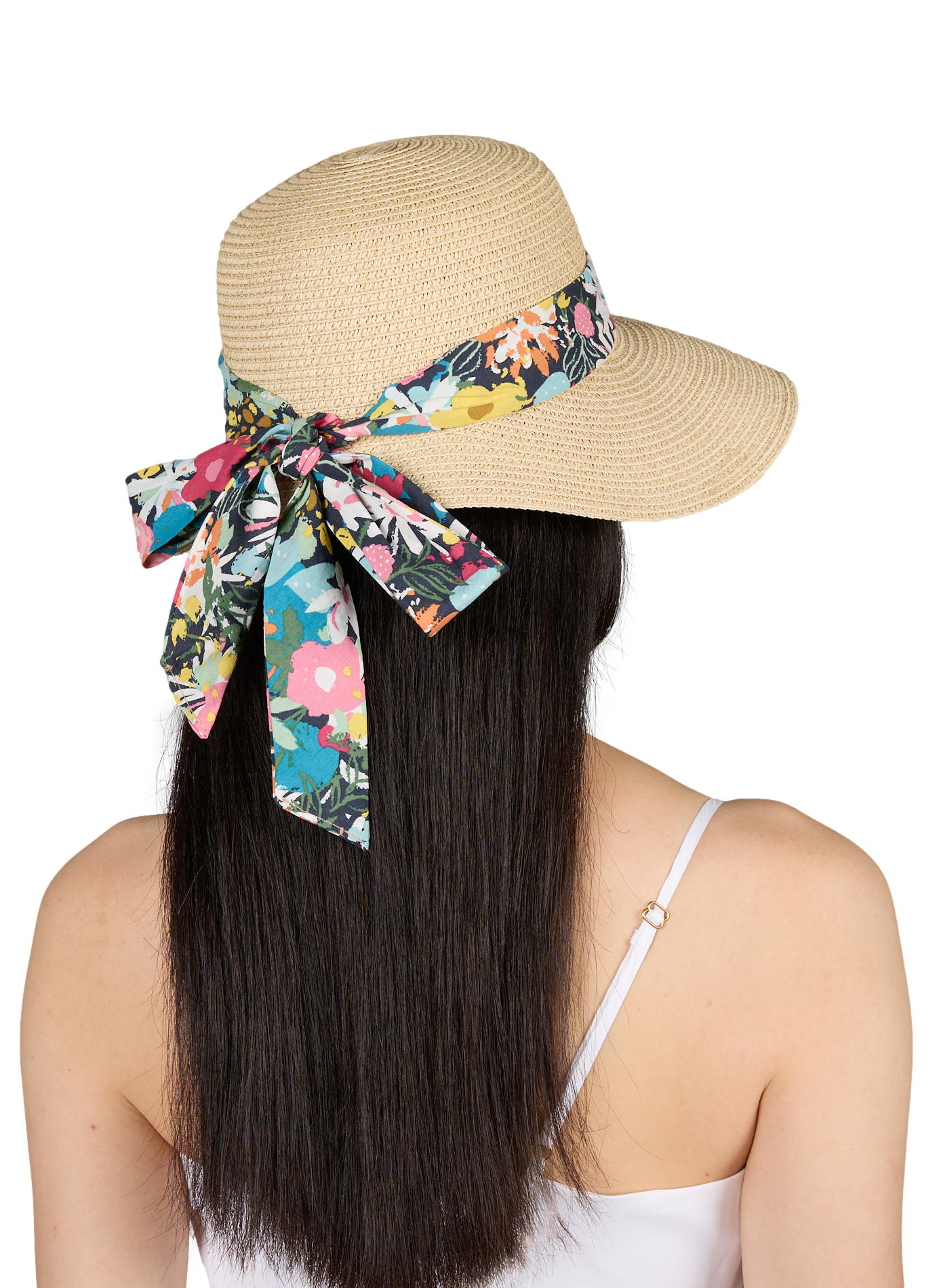 Strohoed met lint van papier AU PRINTEMPS PARIS Beige