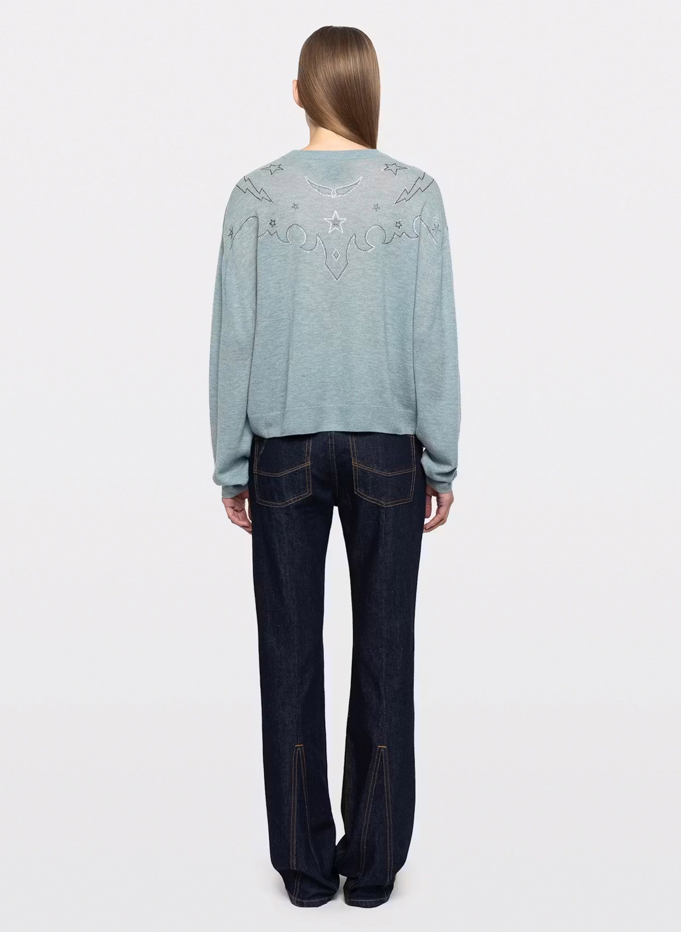 Rechte kasjmier trui met strass Swapy ZADIG&VOLTAIRE Blauw