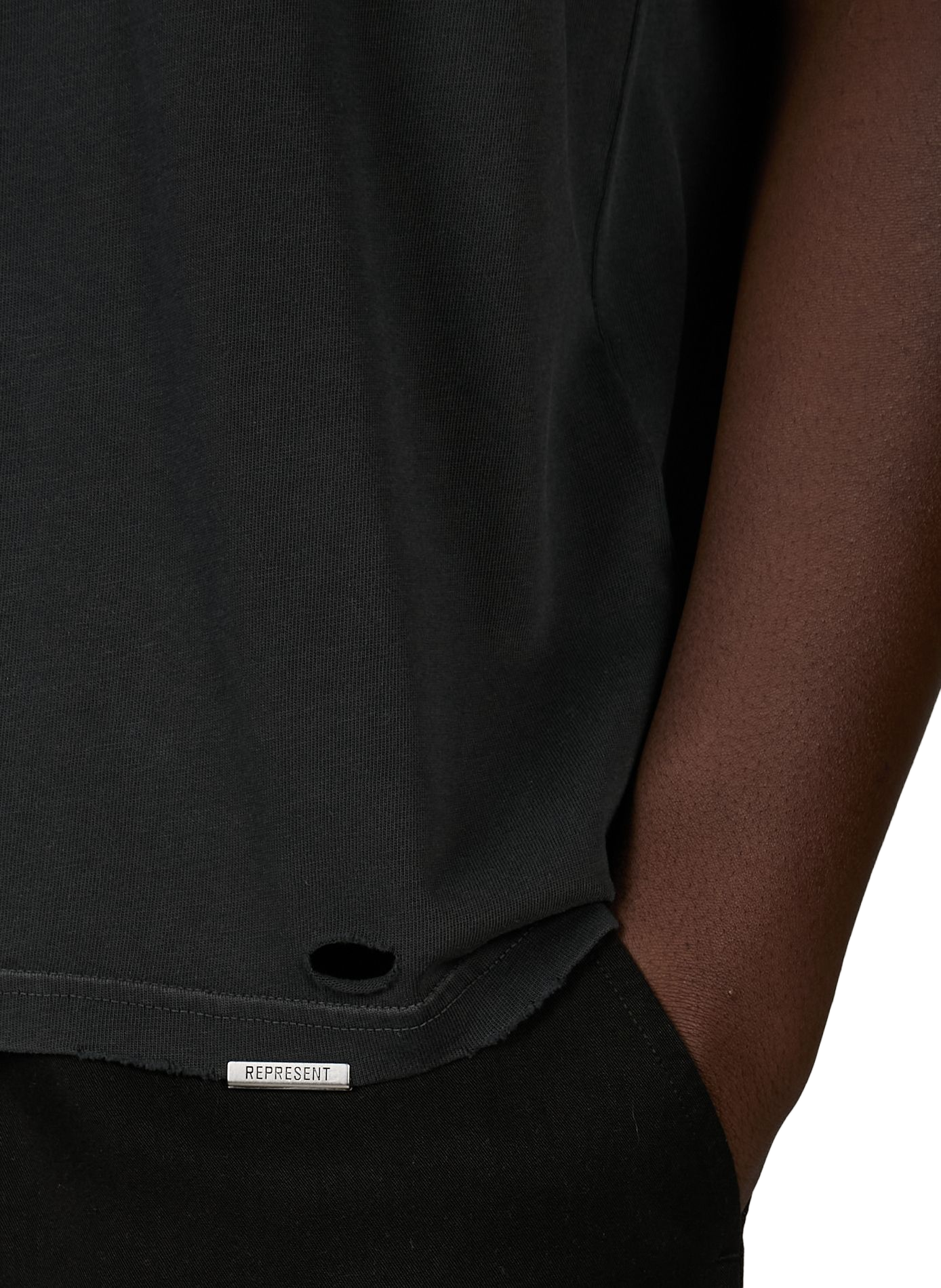 Round neck cotton t-shirt REPRESENT Black