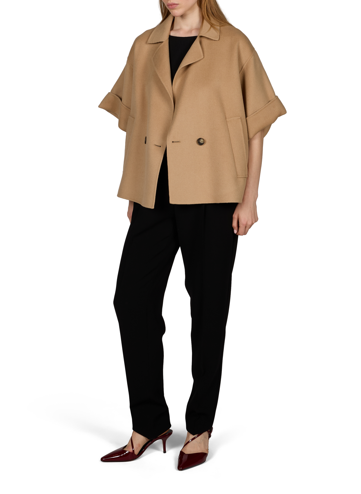 Textured coat with wide sleeves in wool MAX MARA WEEK END Brown