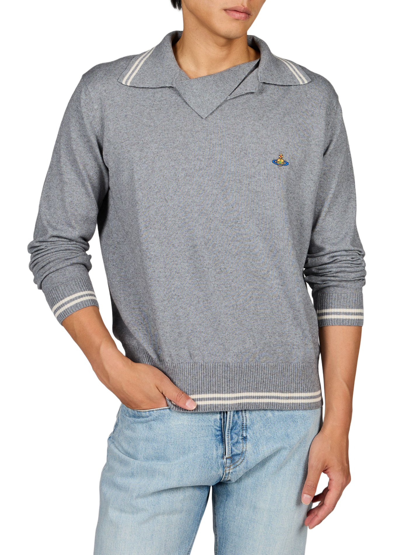 Mixed cotton logo sweater VIVIENNE WESTWOOD Grey