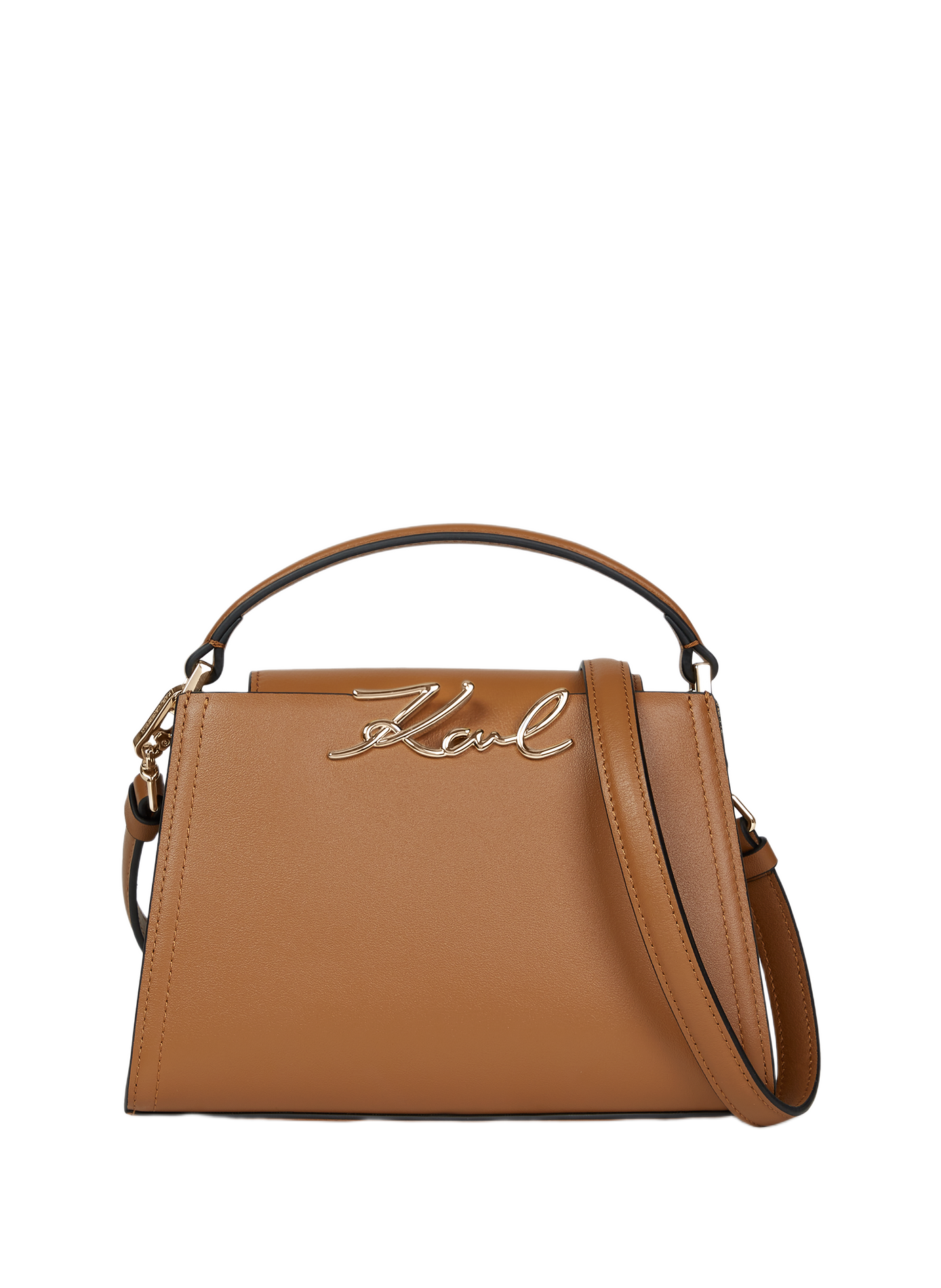 Lederhandtasche K/Signature Mini KARL LAGERFELD Braun