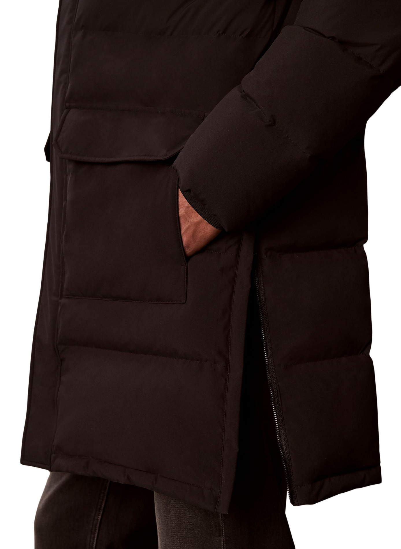 Plumífero acolchado de largo medio CALVIN KLEIN Negro