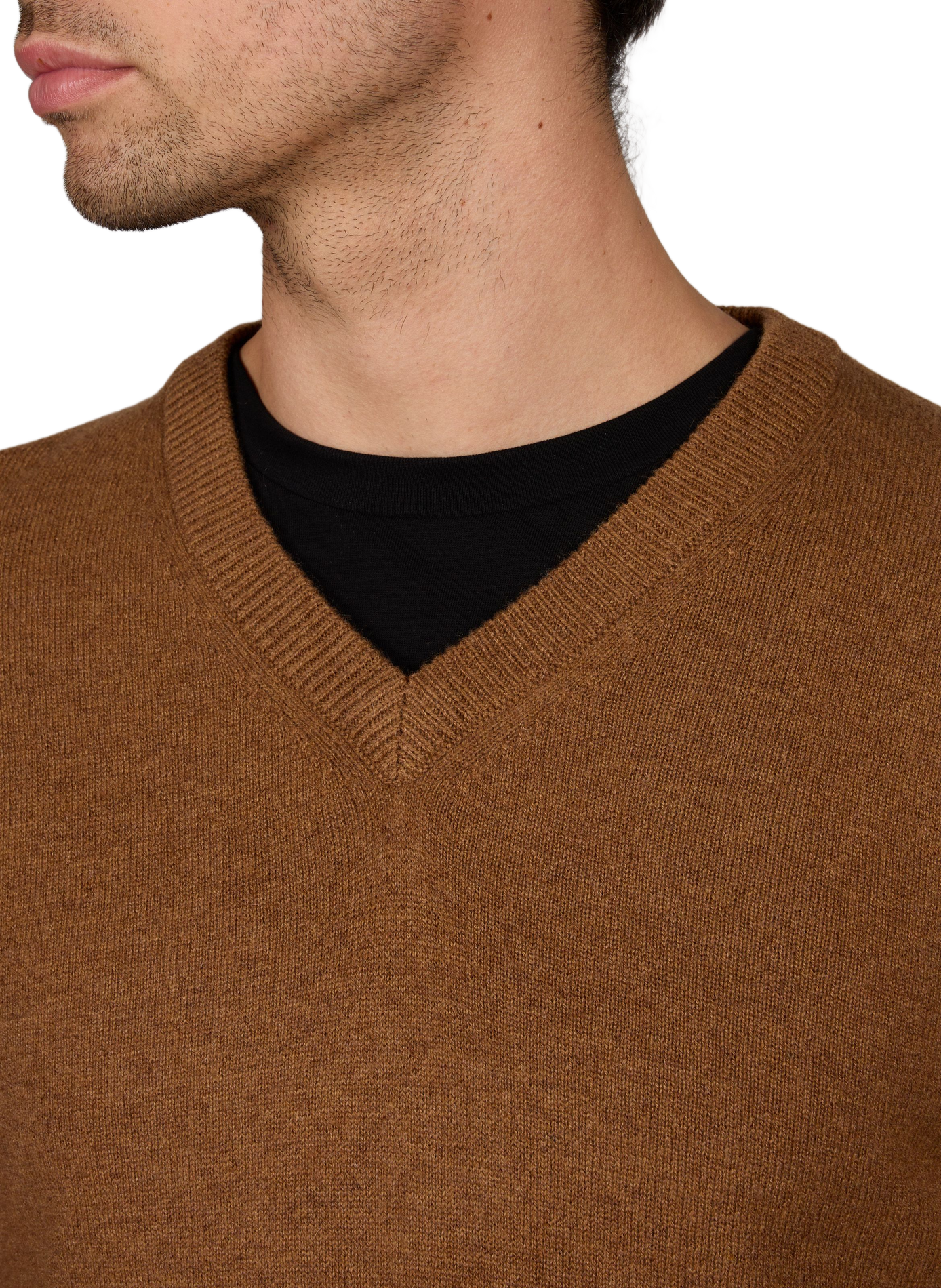 Pull col V en cachemire AU PRINTEMPS PARIS Marron