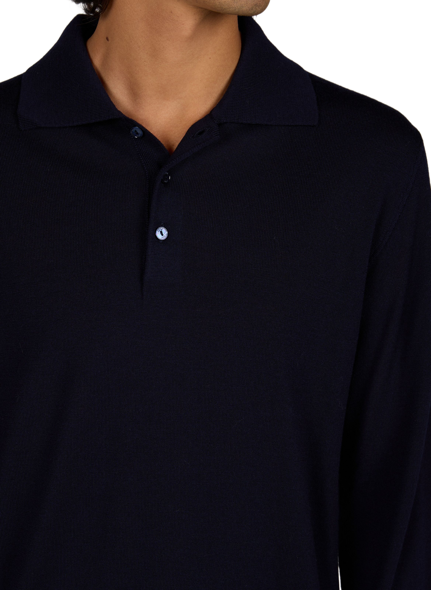 Polo manches longues uni en laine ETON Bleu