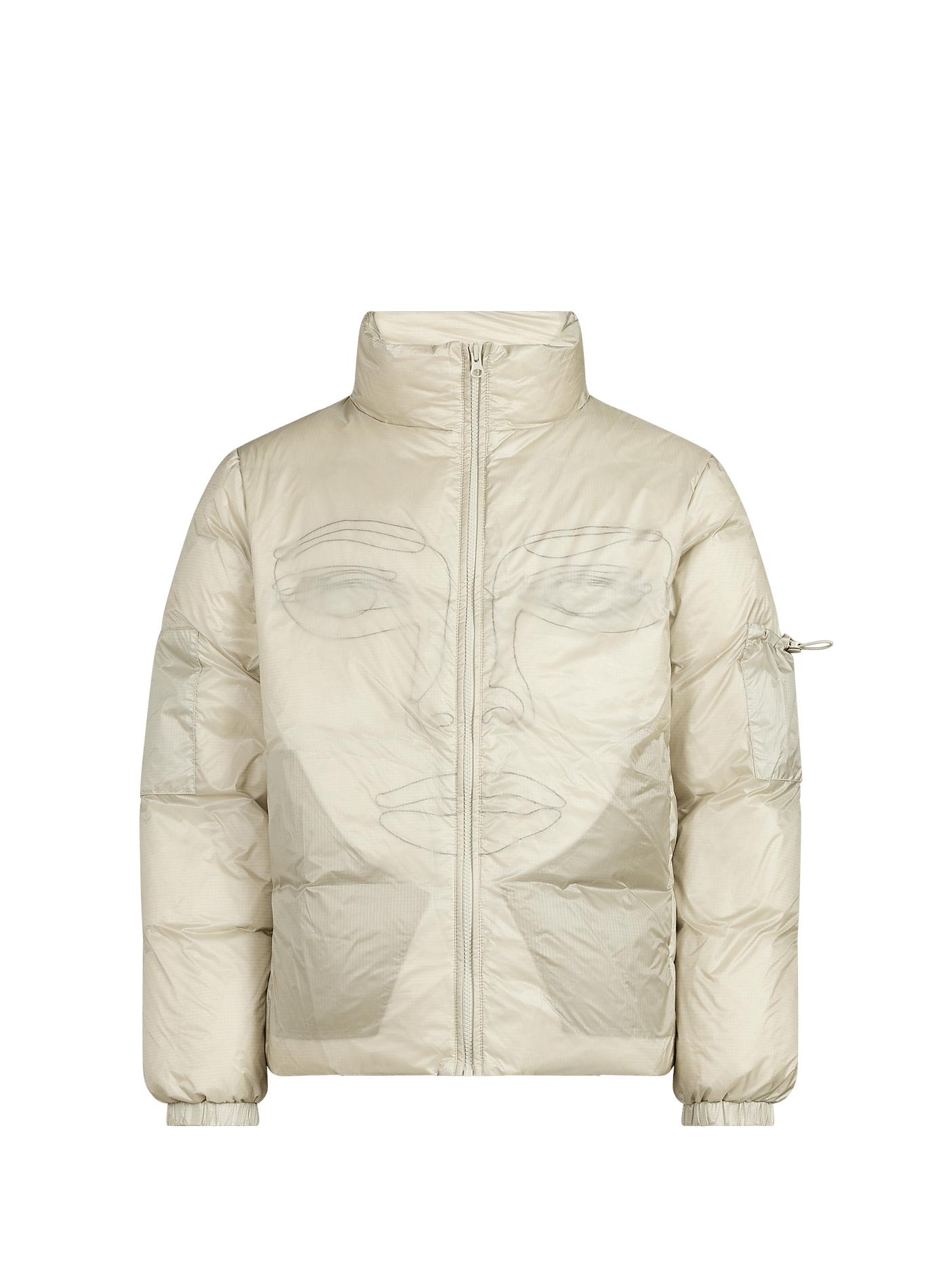 Straight printed puffer jacket with stand-up collar KIDSUPER Green