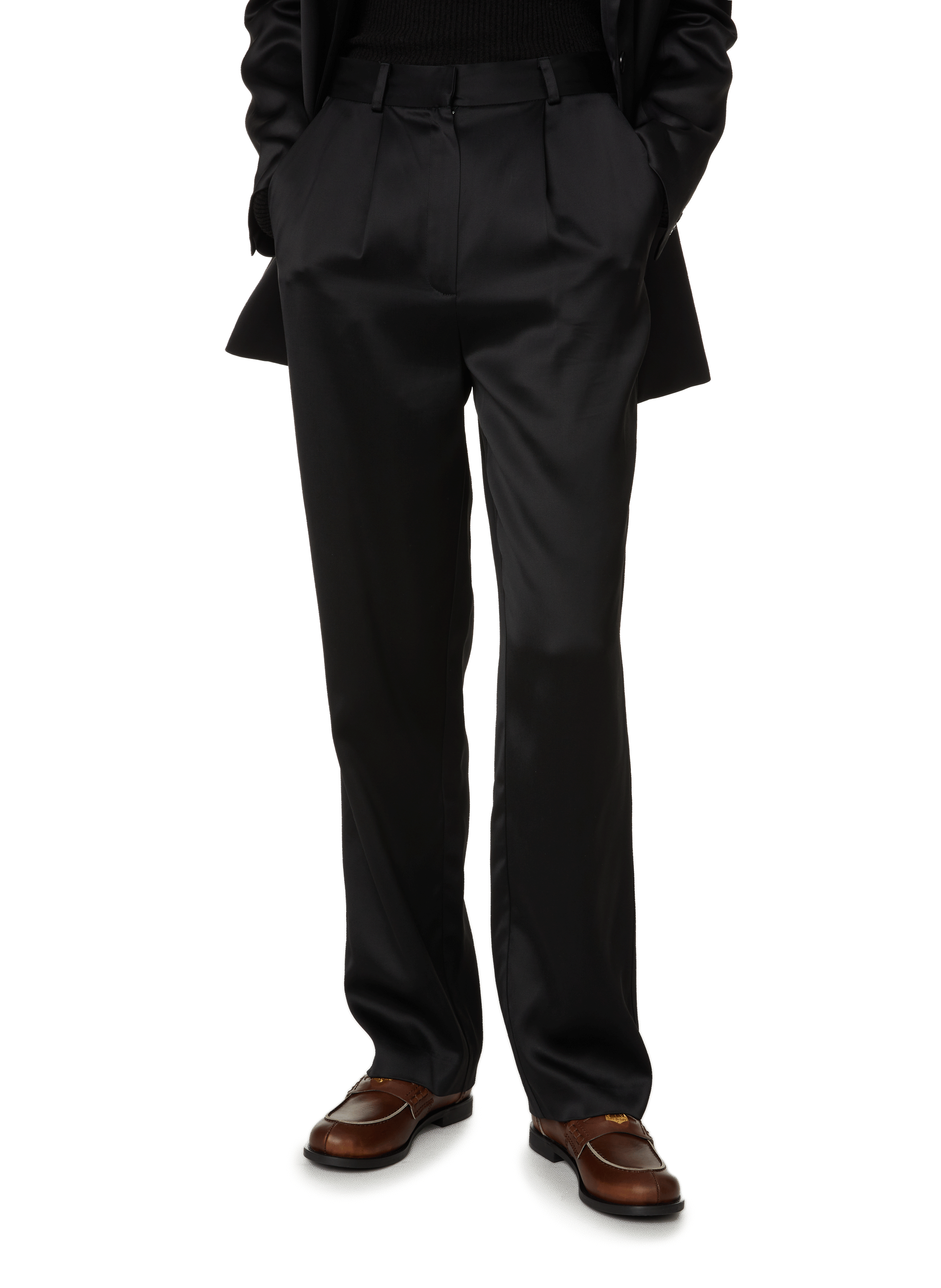 Satin-effect tailored trousers SAISON 1865 Black