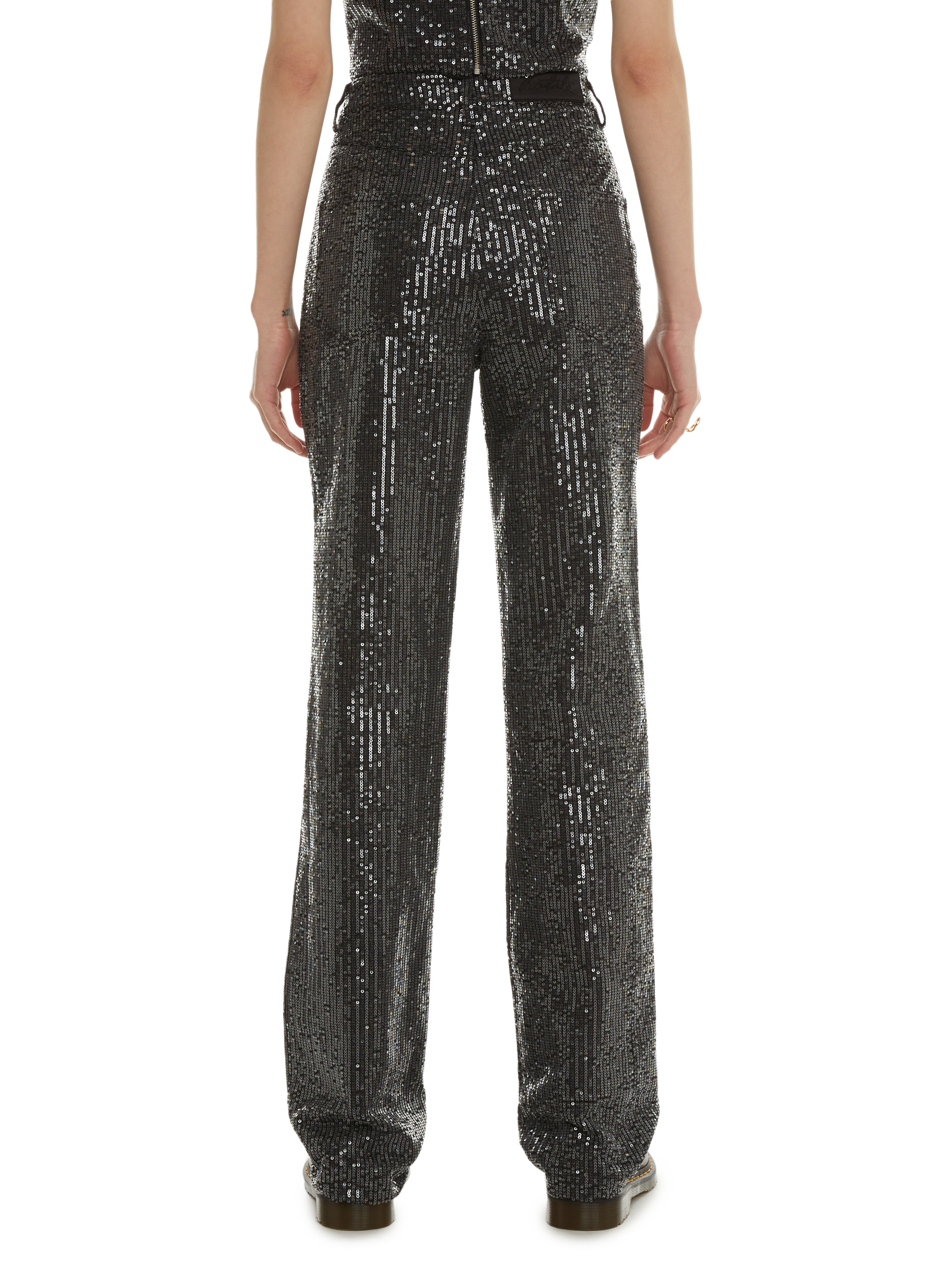 Sequinned trousers ROTATE Black