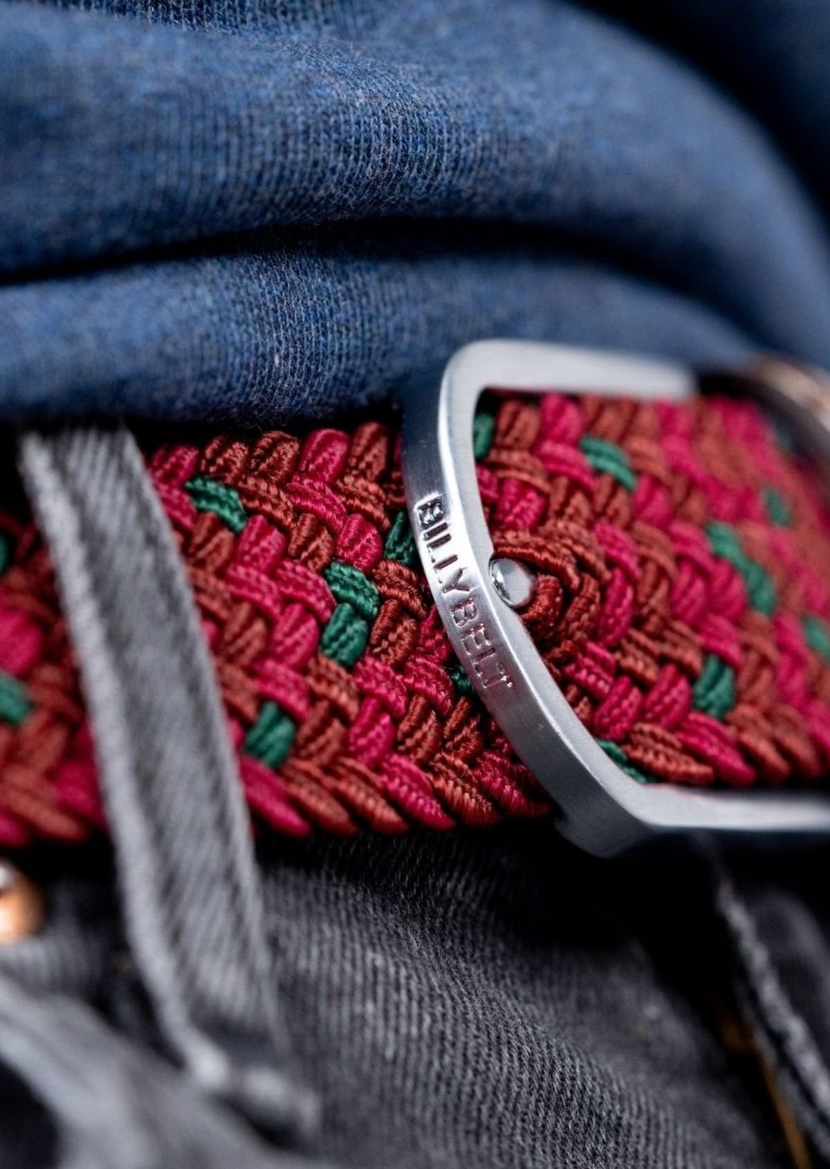 Ceinture tressée élastique multicolore BILLYBELT Rouge