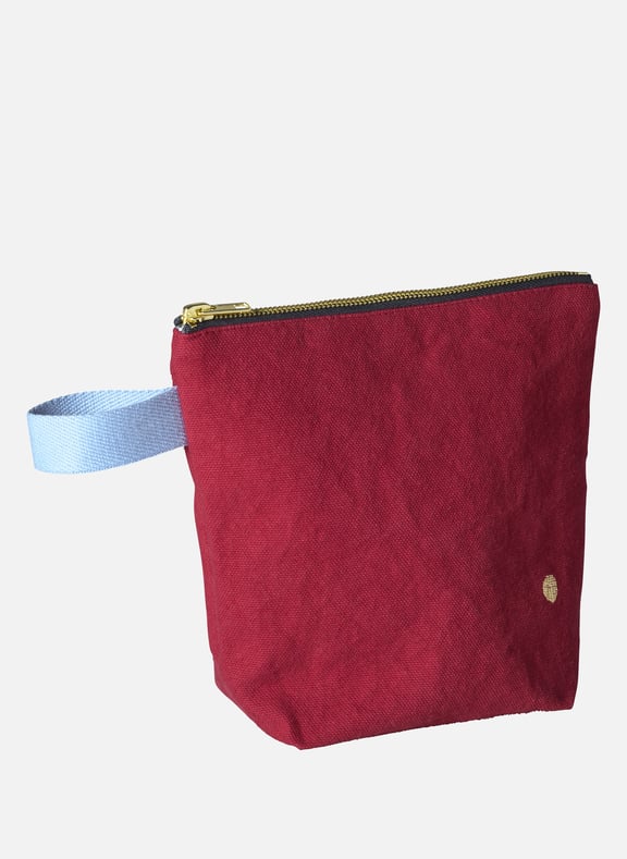 Small Organic Cotton Toiletry Bag Red by CERISE SUR LE GATEAU CERISE SUR LE GATEAU Small Organic Cotton Toiletry Bag Red
