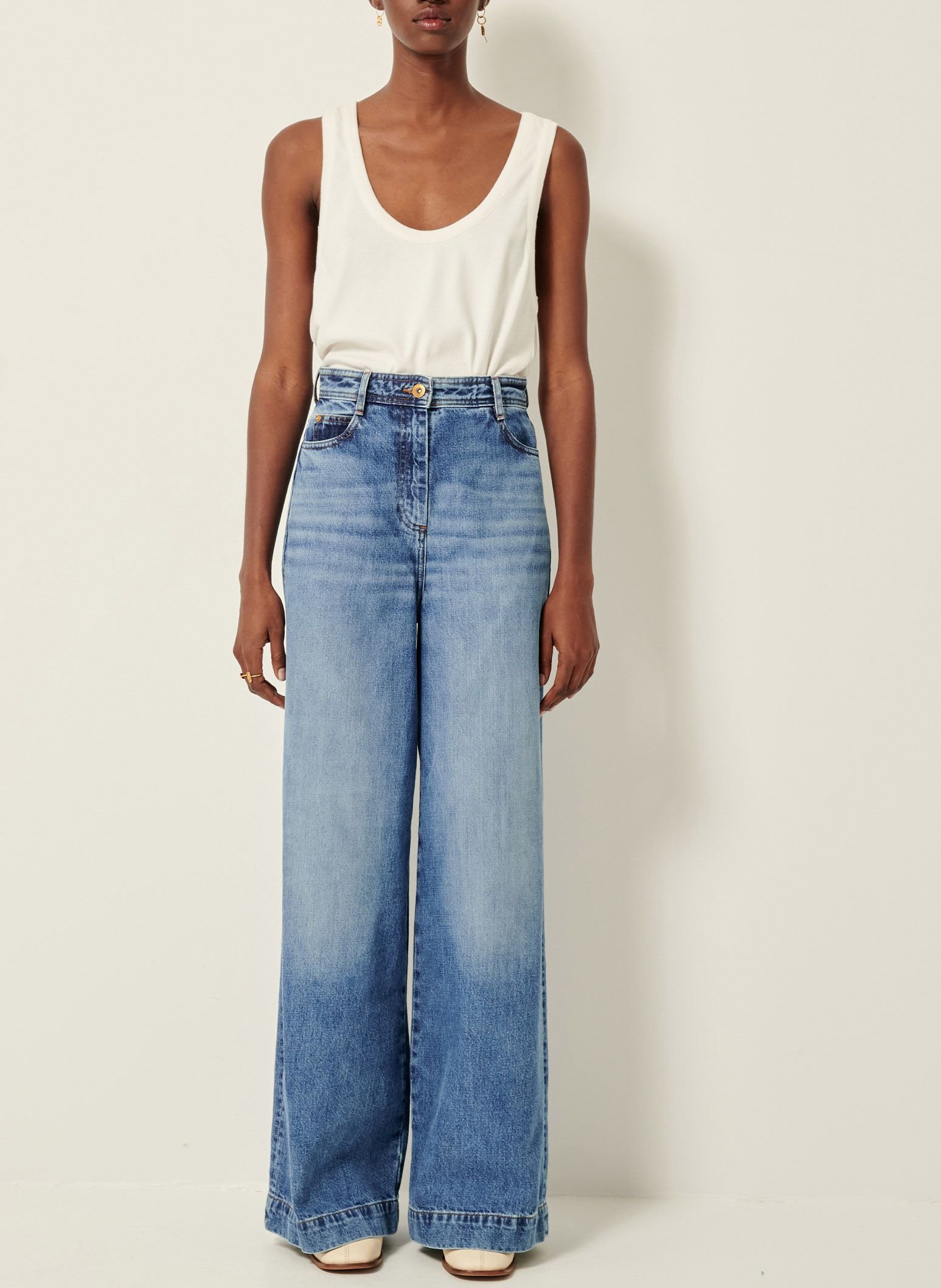 Jean ample taille haute en coton captain SESSUN Bleu