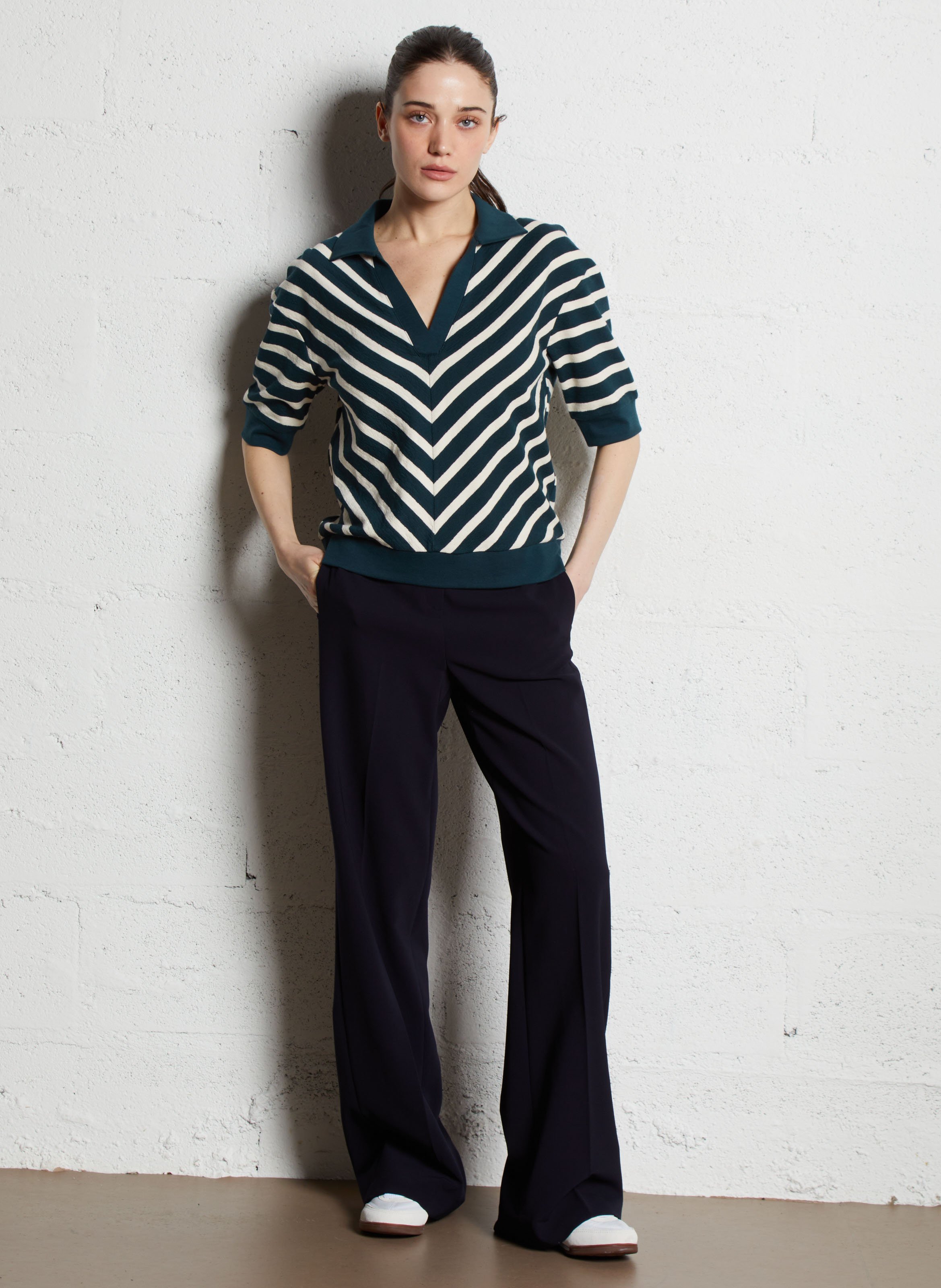 Pantalon droit plissé layla Bleu