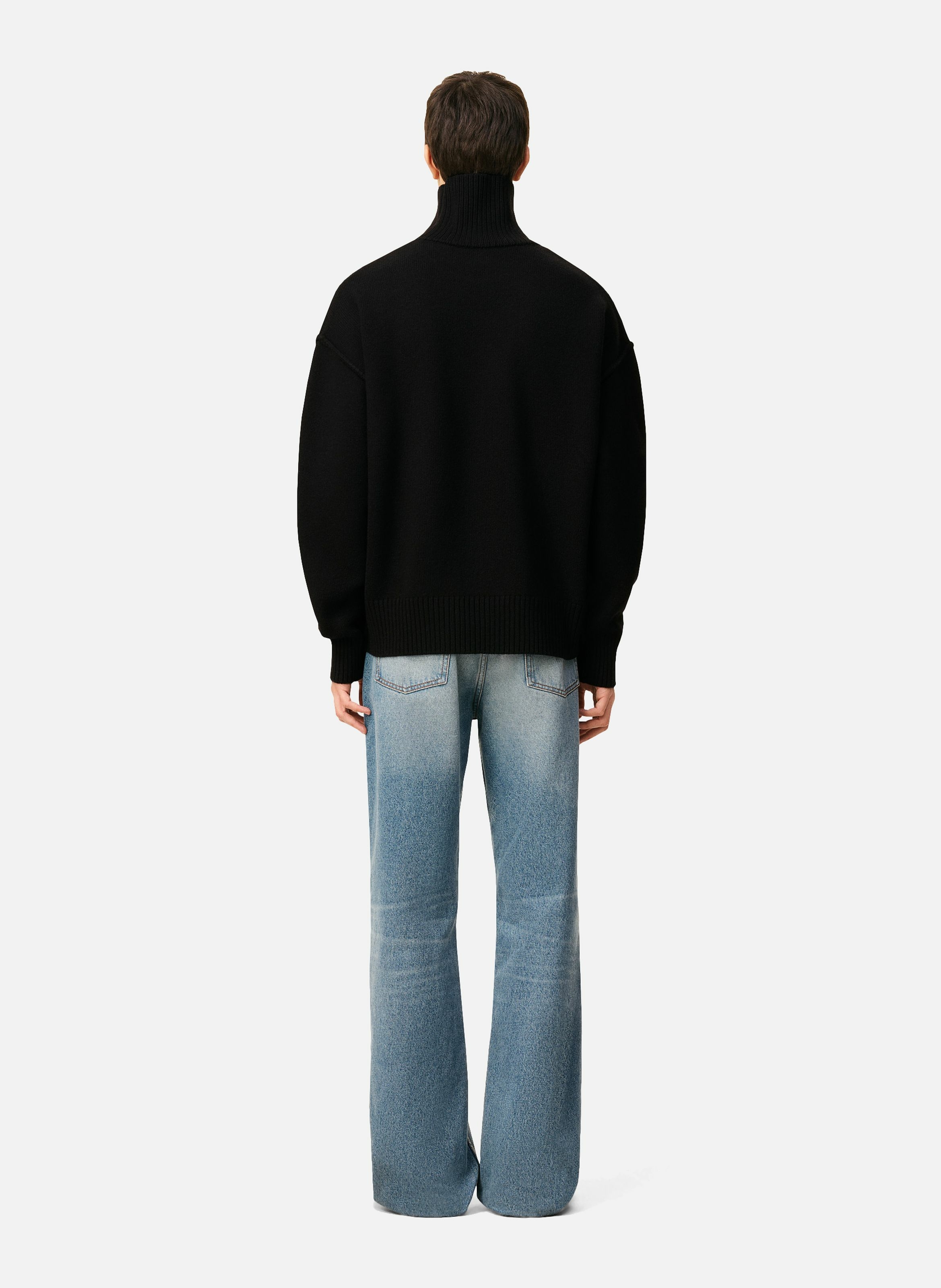 Pull col cheminée ami de coeur en laine unisexe AMI PARIS Noir