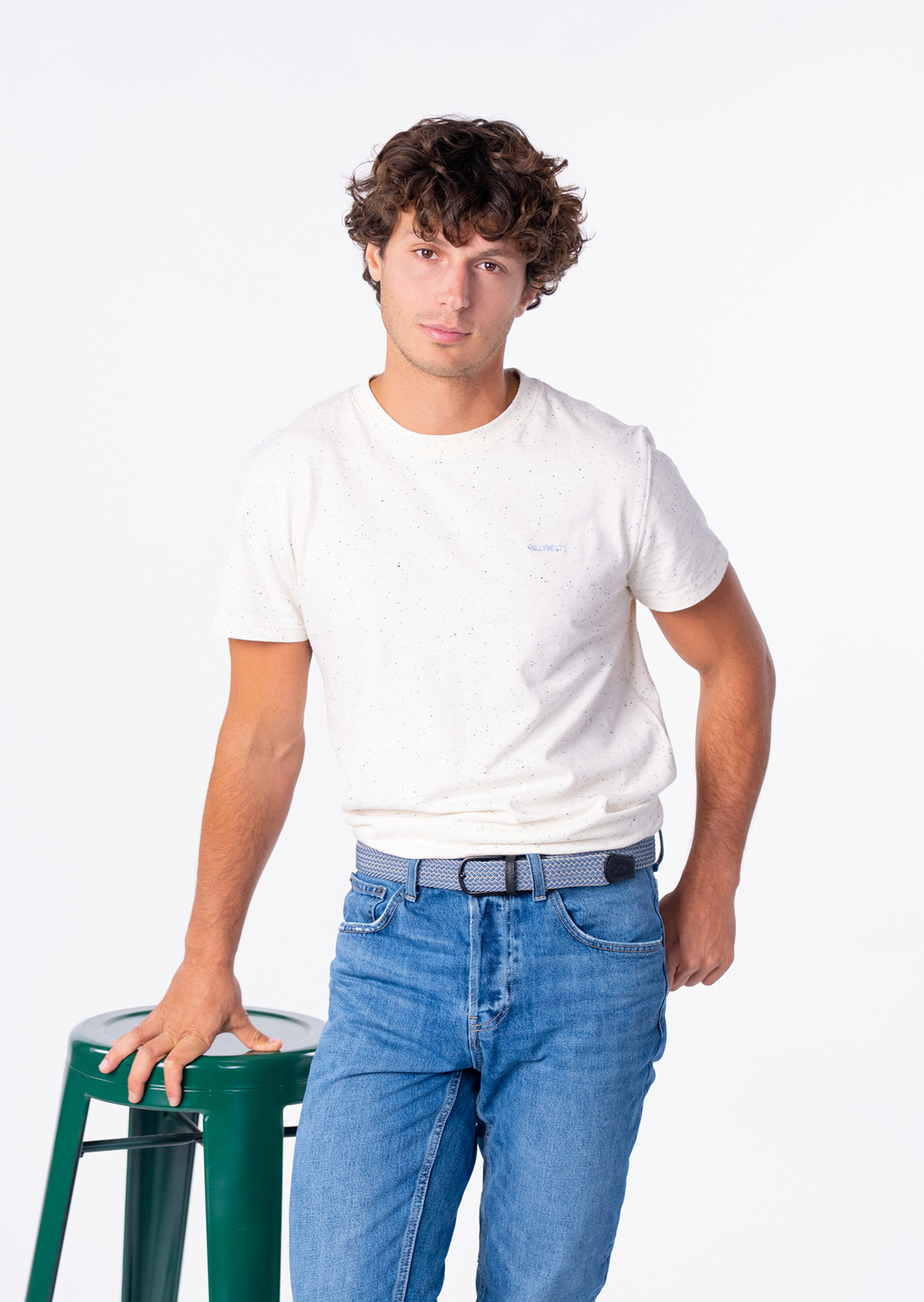 Ceinture tressée élastique multicolore BILLYBELT Bleu