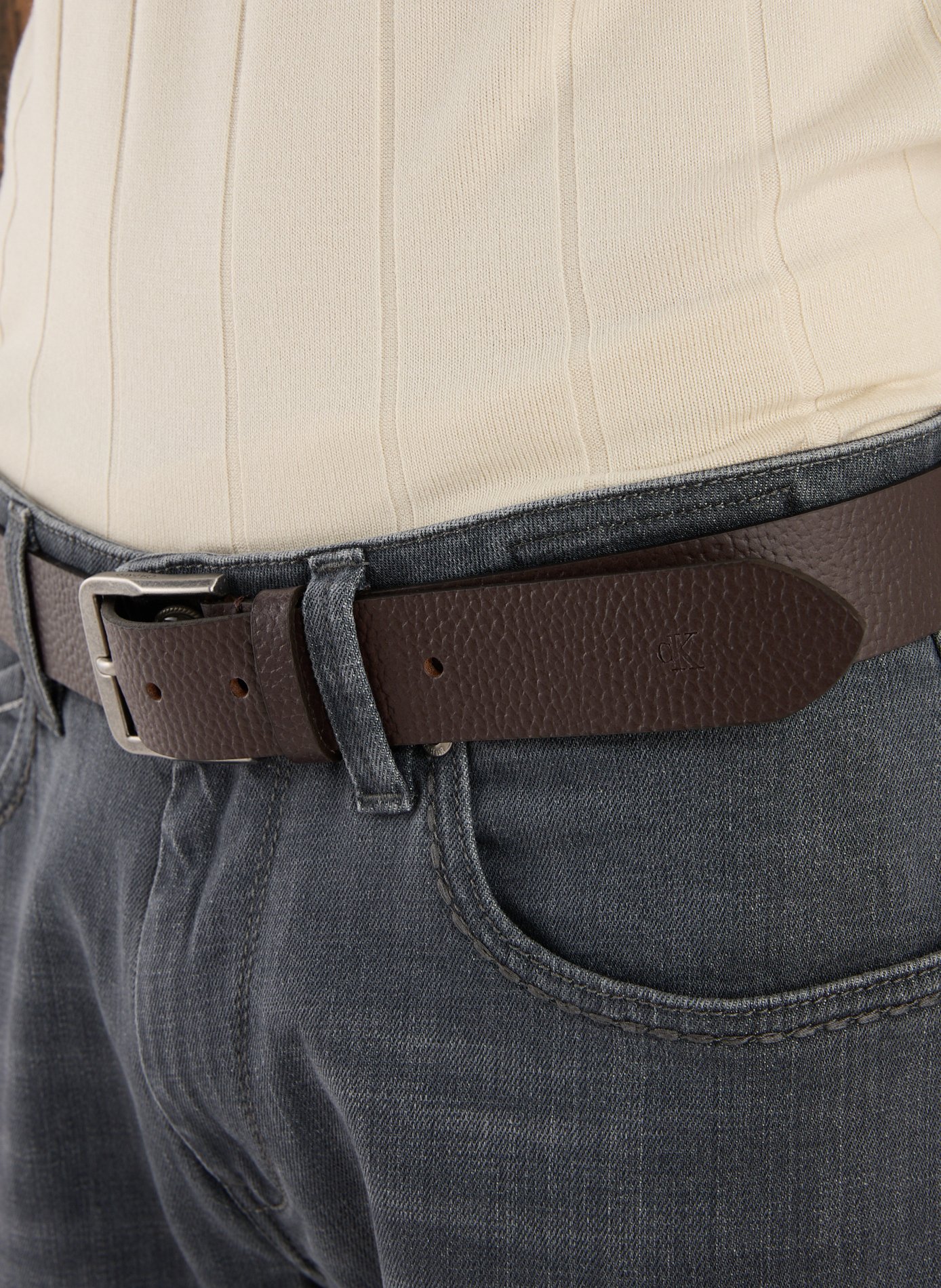Leather belt with buckle CALVIN KLEIN Brown
