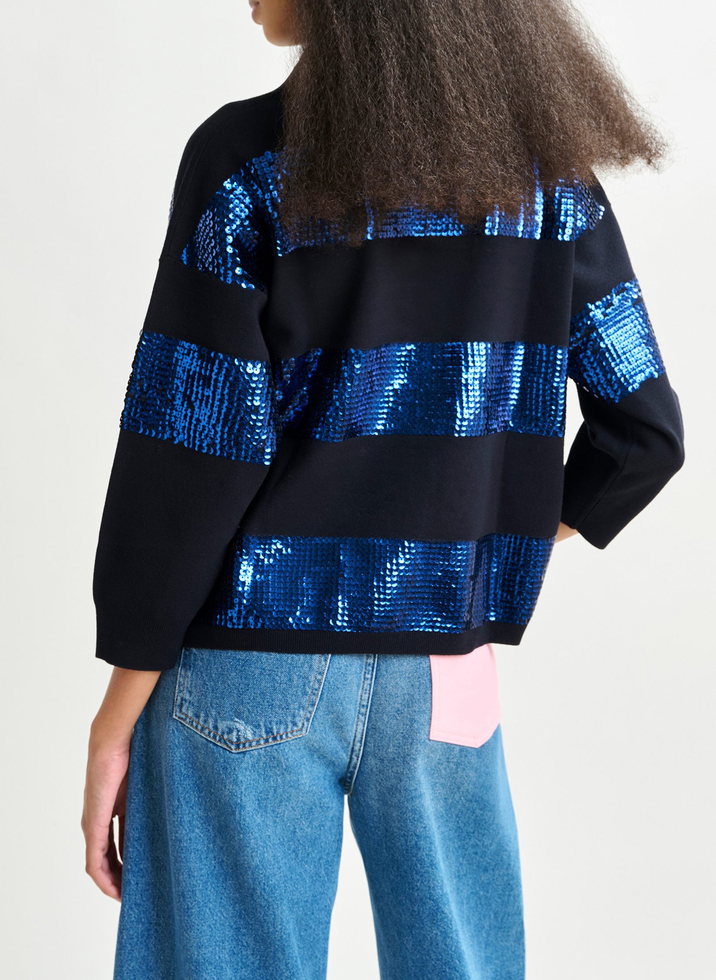 Polo ample à rayures sequins illuminati ESSENTIEL ANTWERP Bleu