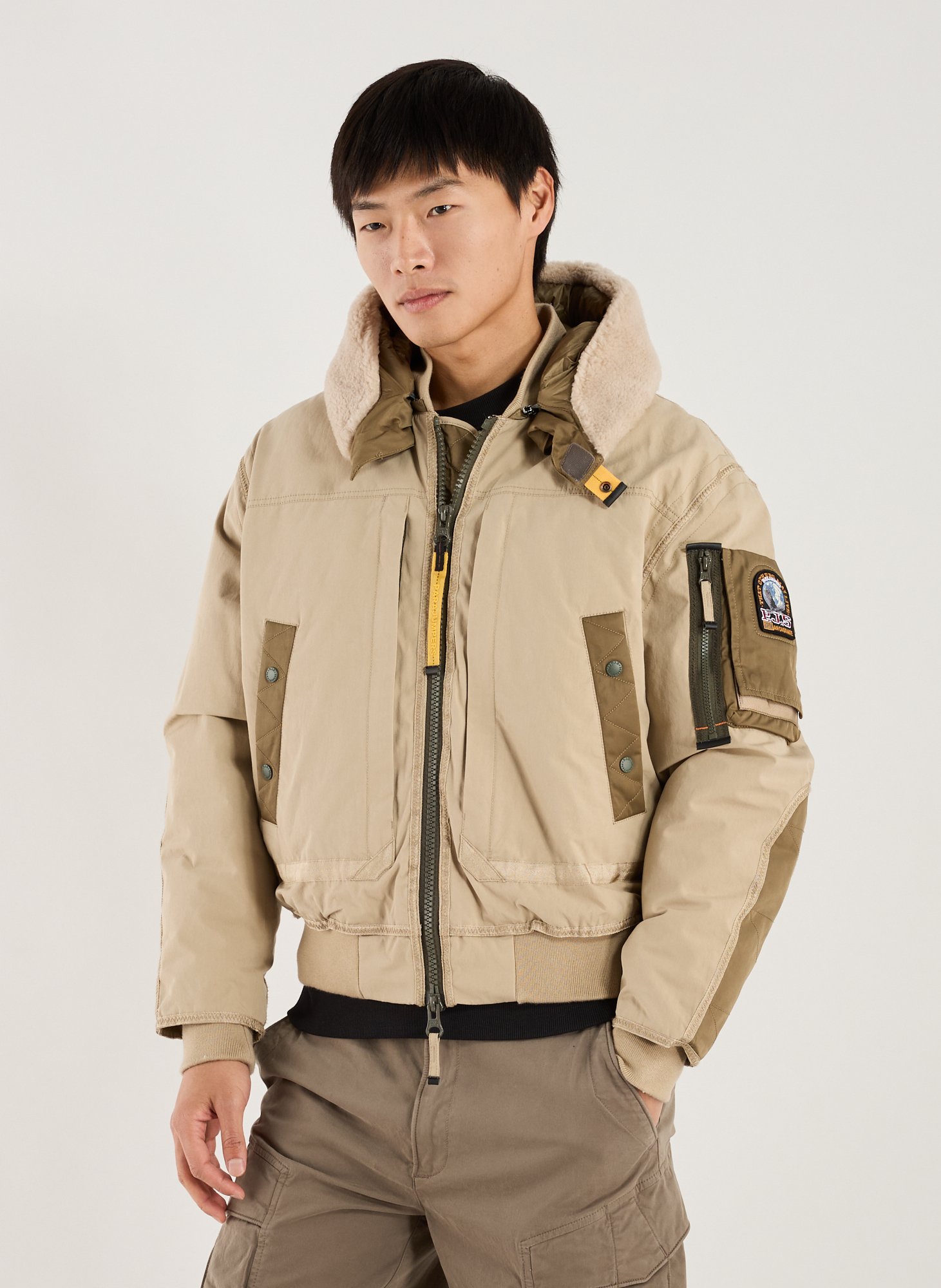 PARAJUMPERS Cotton hooded parka Beige