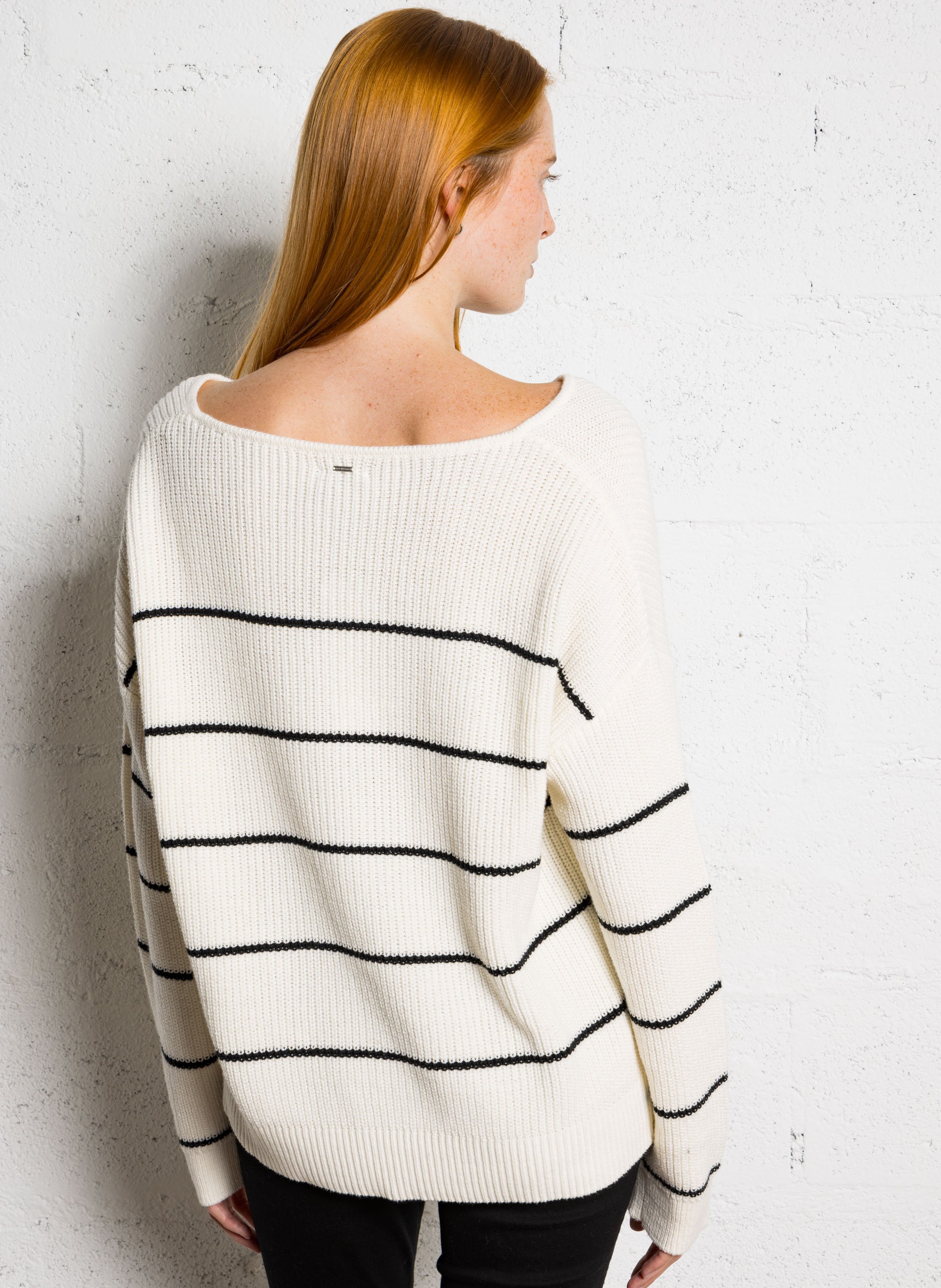 Pull col v en coton mélangé IKKS Noir