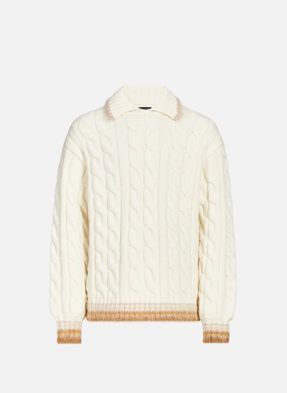 Oversized twisted wool polo neck sweater LACOSTE Oversized twisted wool polo neck sweater LACOSTE