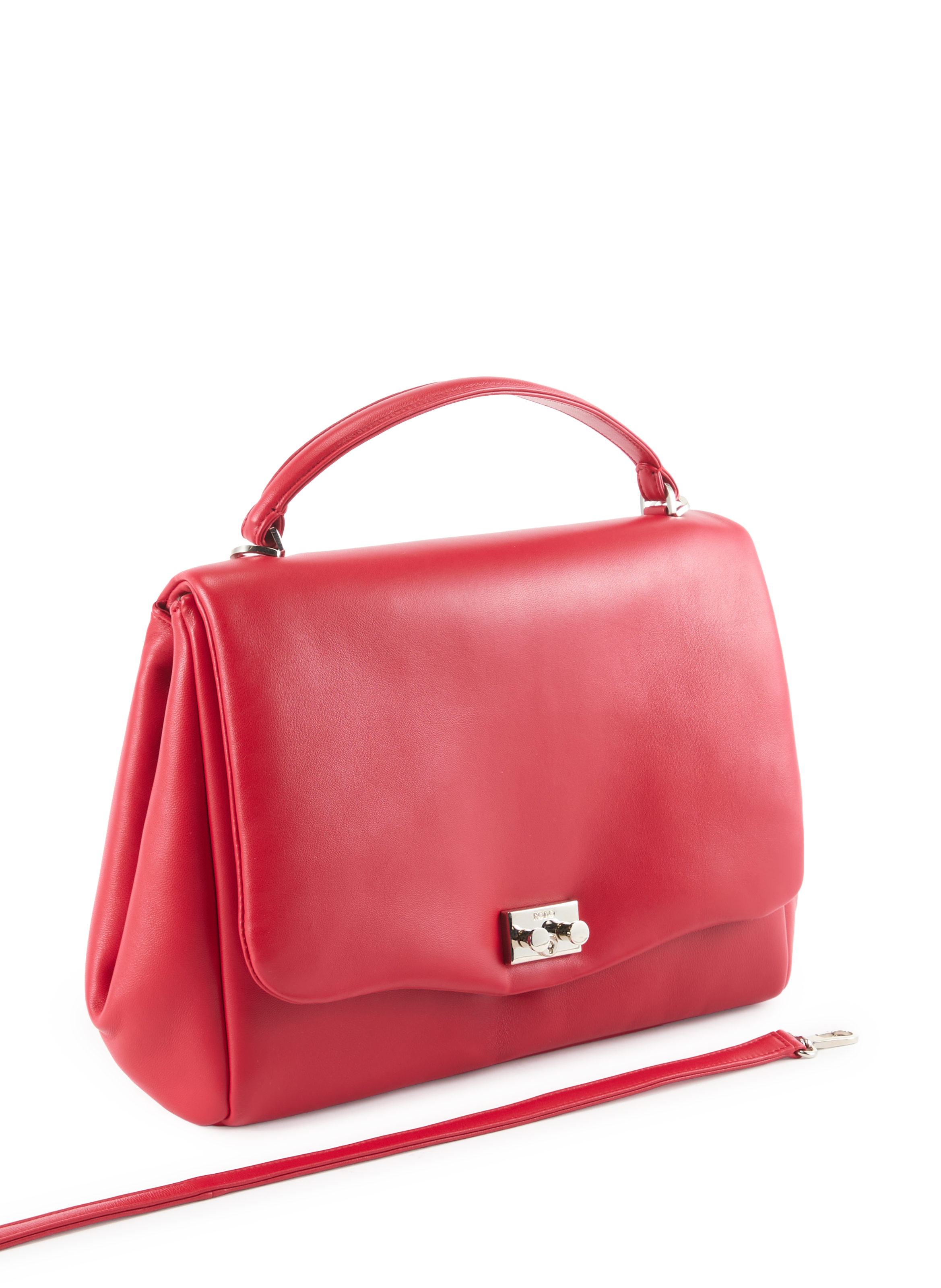 Plain leather handbag RODO Red