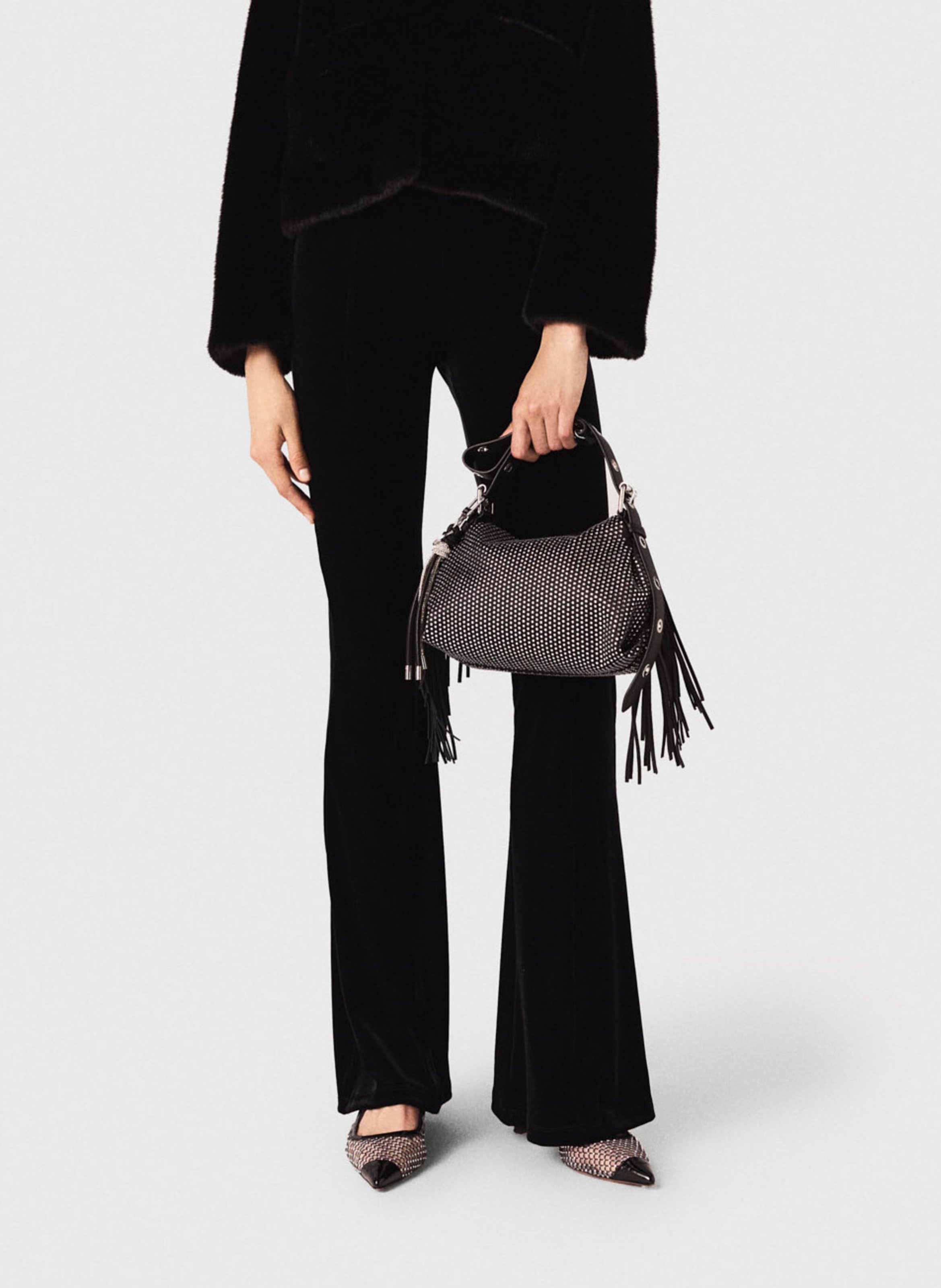 Pantalon flare en velours MAJE Noir