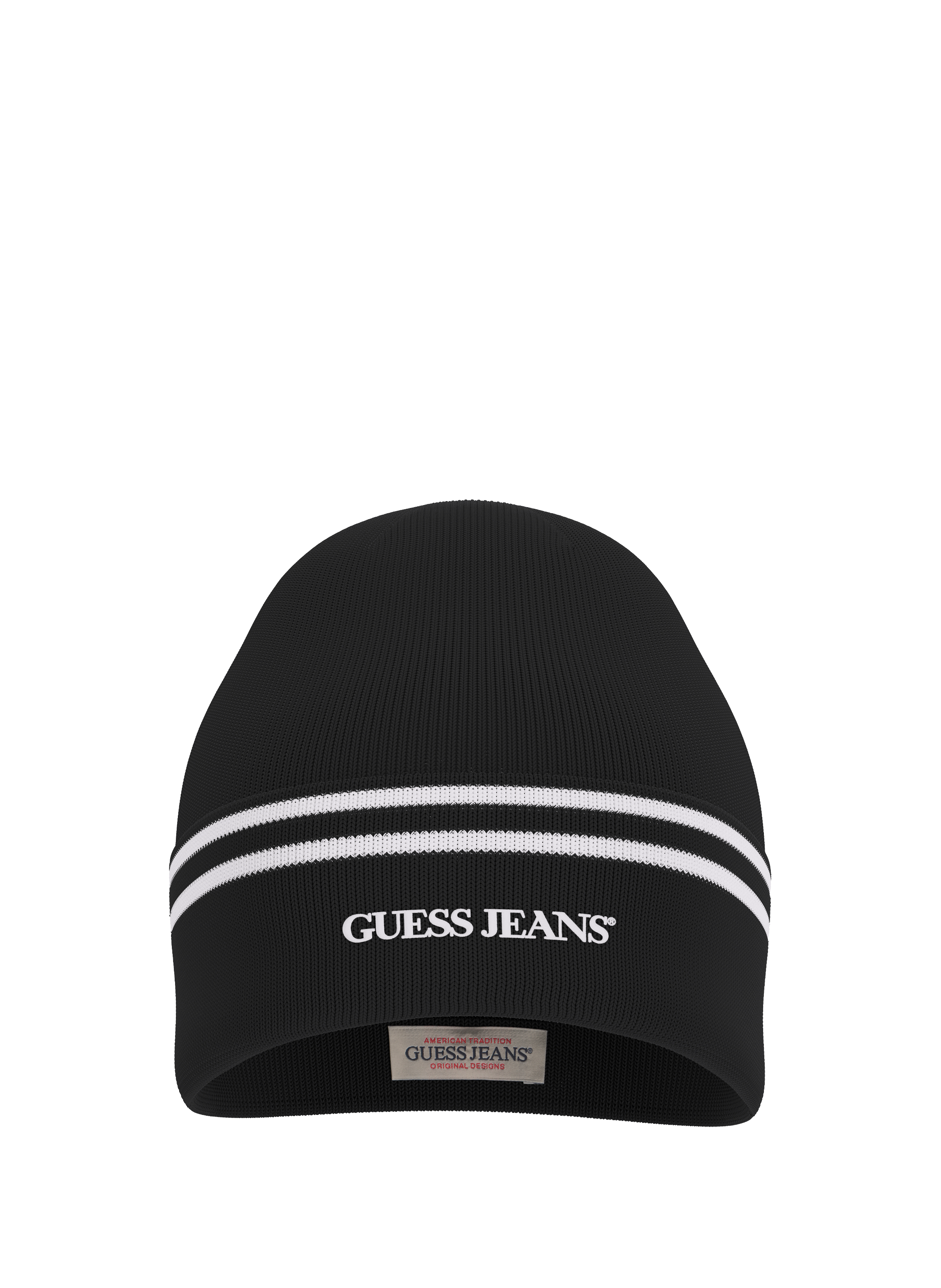 GUESS Bonnet côtelé imprimé  Noir