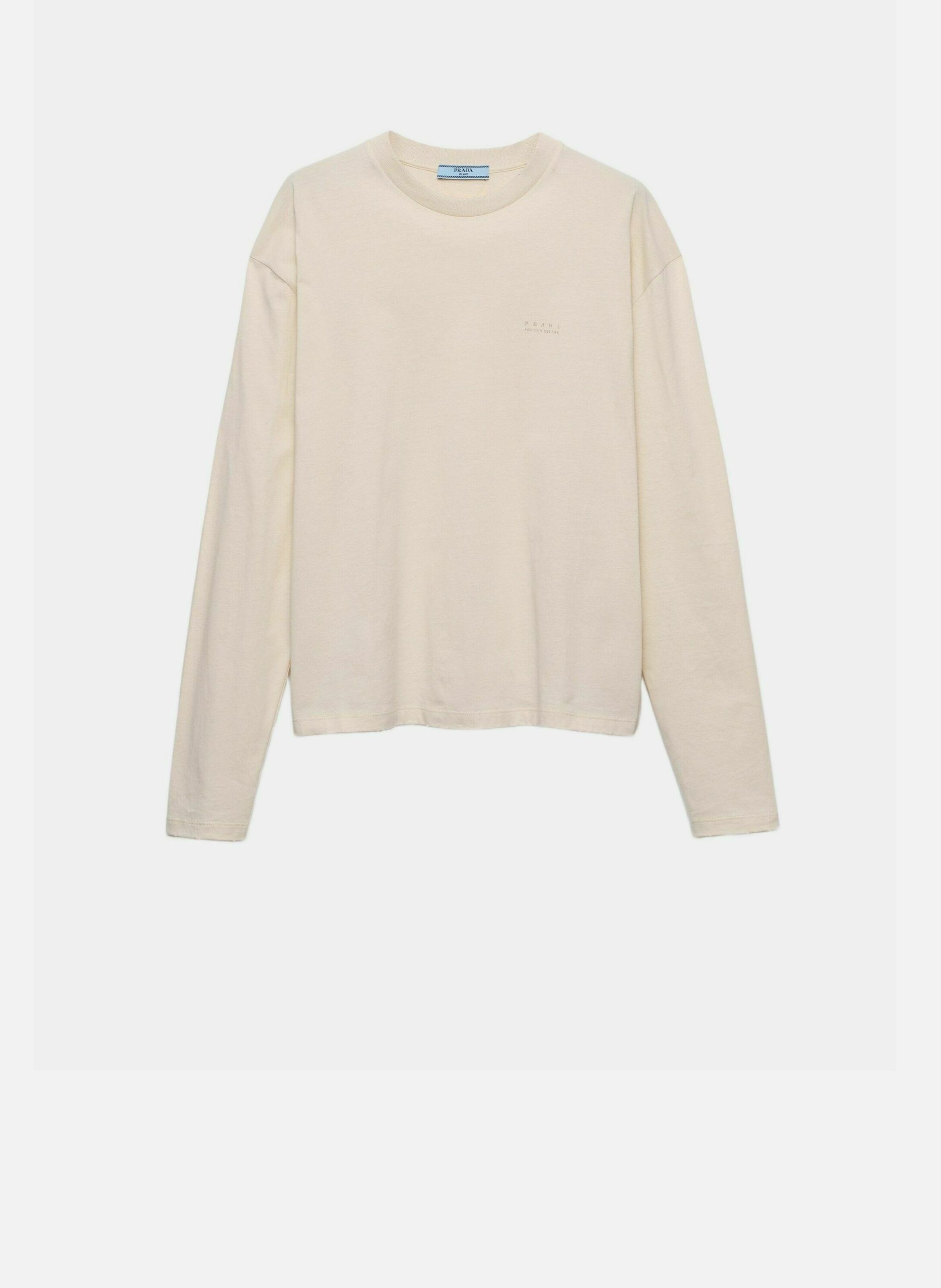 T-shirt à manches longues en jersey de coton PRADA Beige