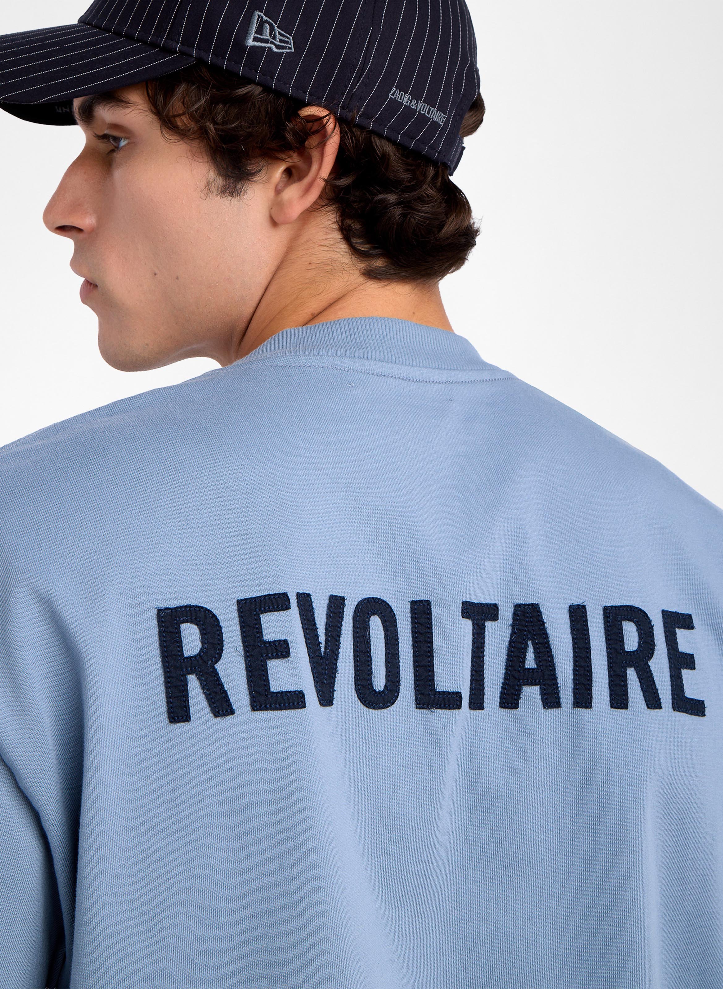 Tee-shirt droit col rond en coton imprimé teddyx ZADIG&VOLTAIRE Bleu