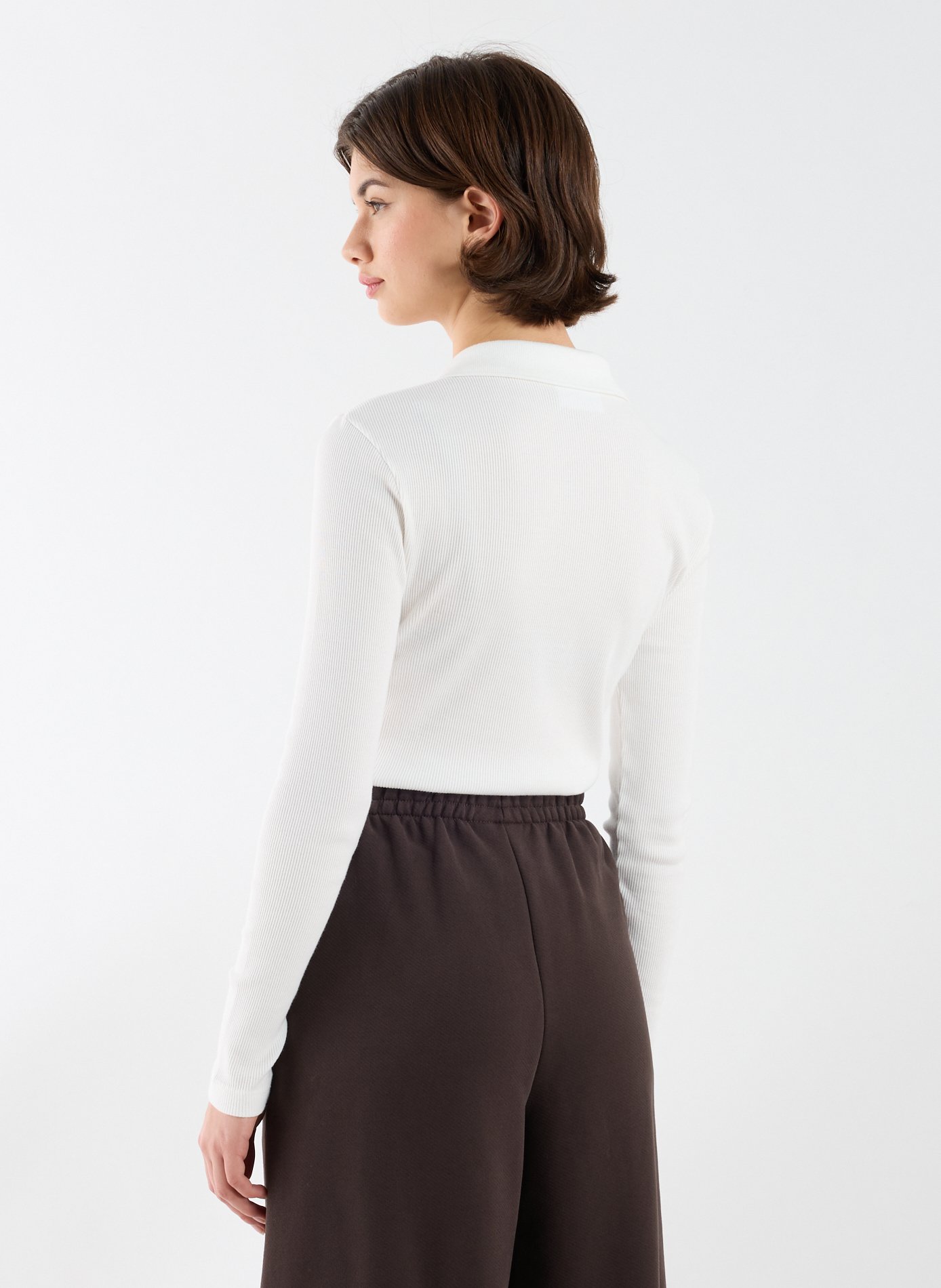 Polo à manches longues en coton LACOSTE Blanc