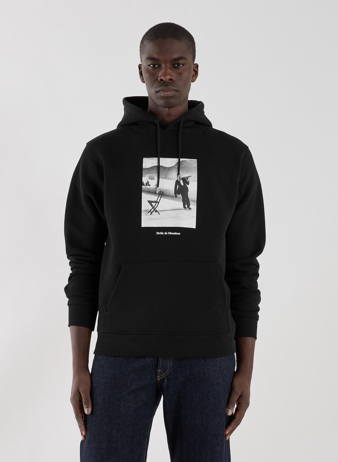 Hoodie à capuche en coton mélangé DROLE DE MONSIEUR Noir