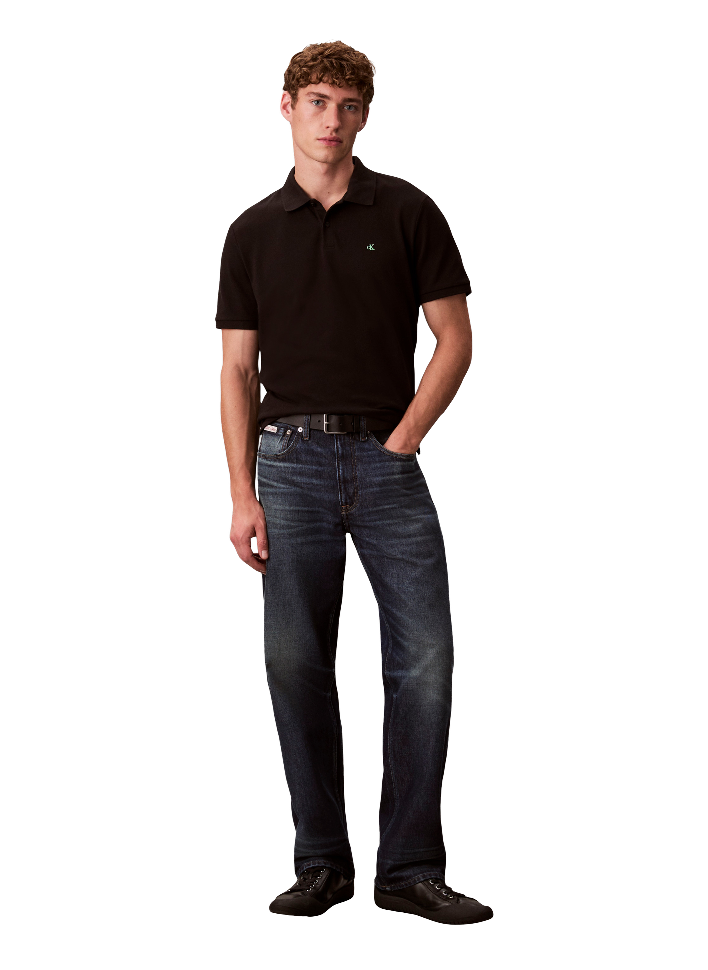 Short sleeve cotton polo shirt CALVIN KLEIN Black
